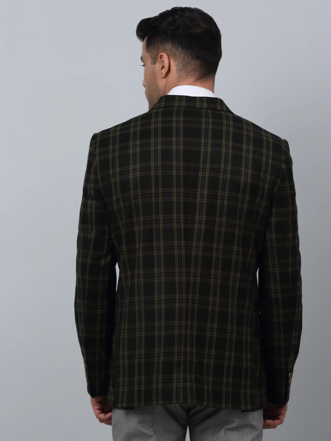 Blazer for Men | Premium Formal Blazer Slim Fit Notched Collar Brushed Fabric Checkered Pattern - Image 5