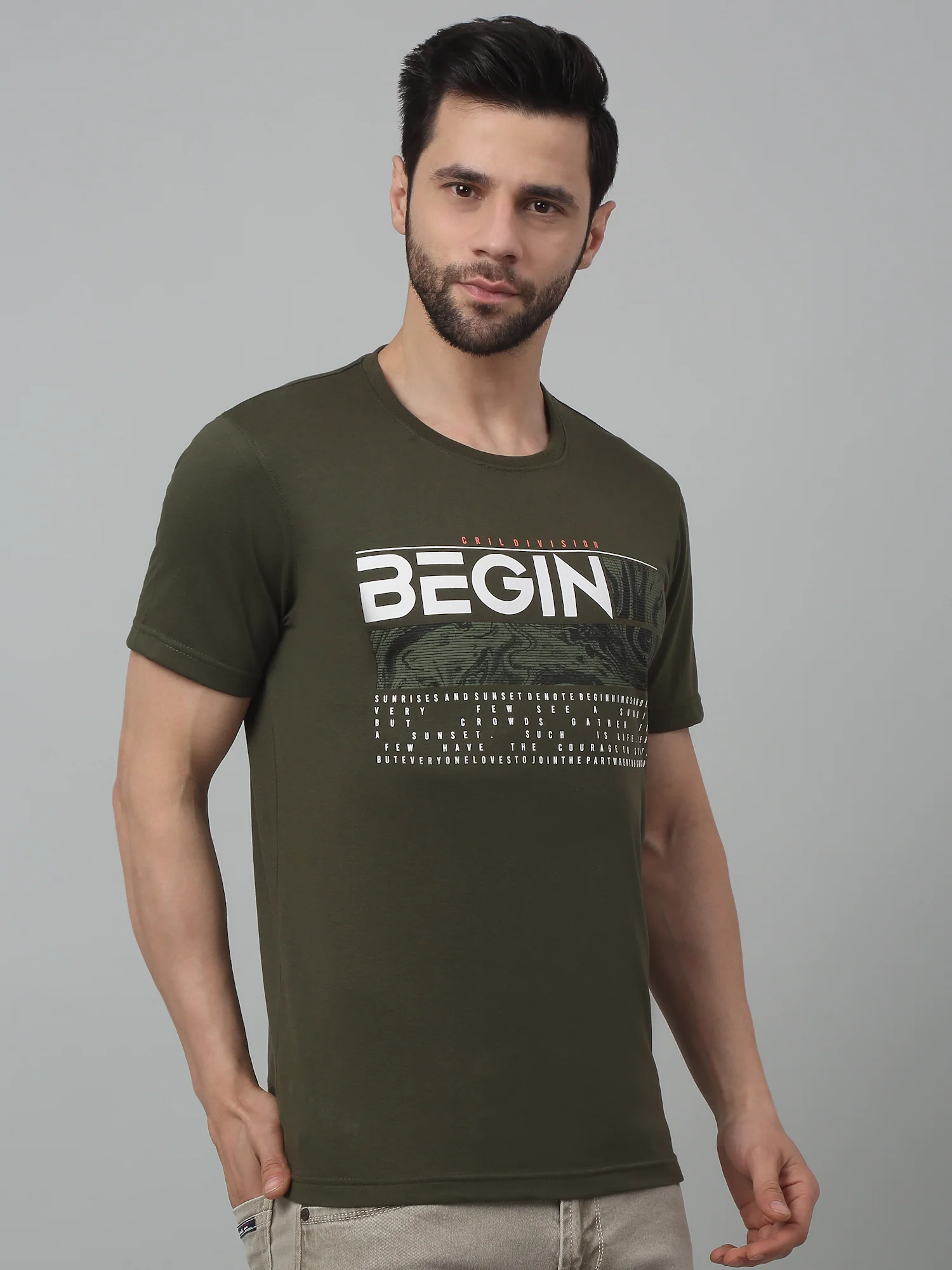 T-Shirt for Men | Breathable & Soft with Color Fastness Regular Fit Round Neck Poly Cotton Fabric Printed Pattern - Image 3