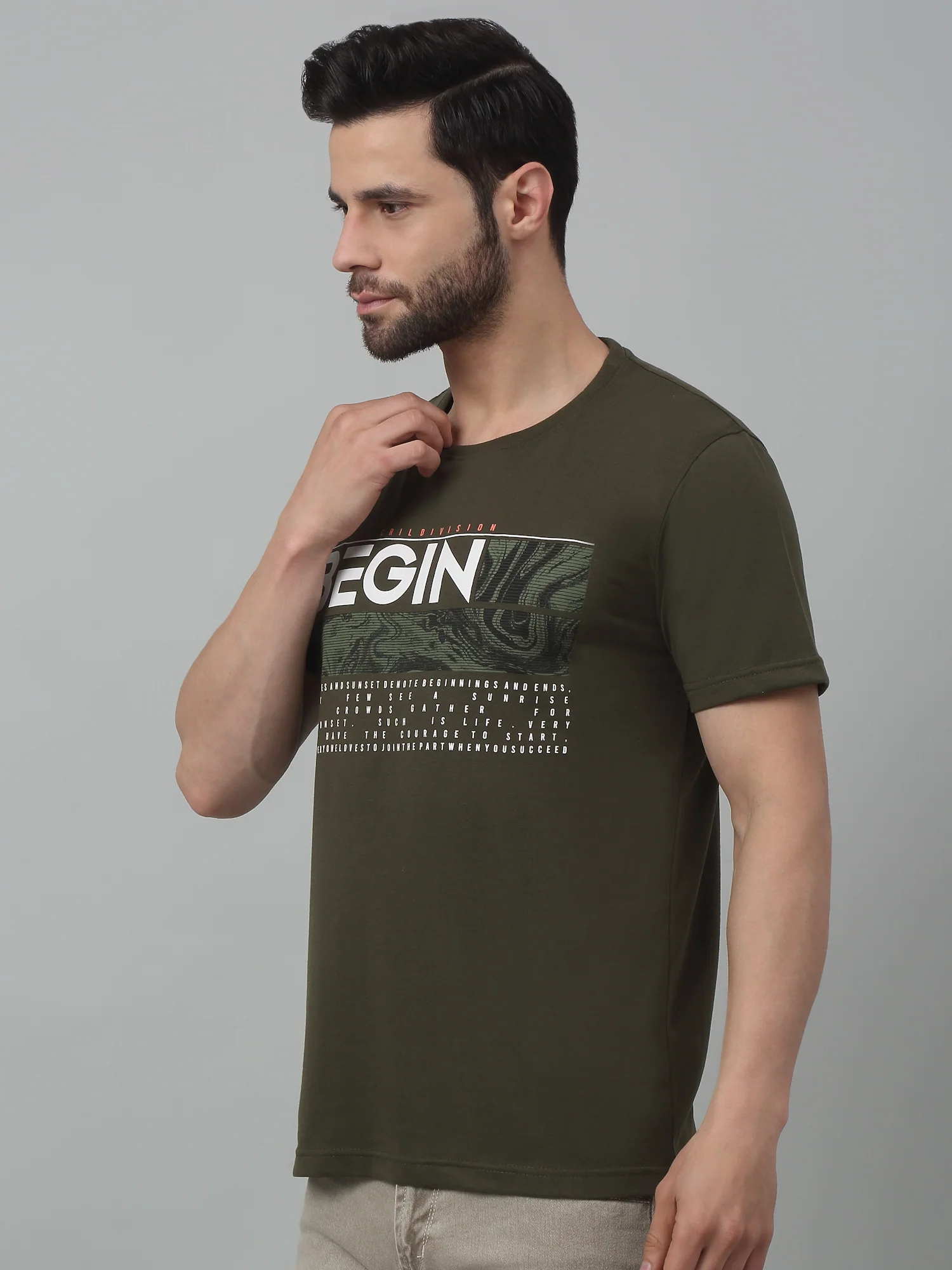 T-Shirt for Men | Breathable & Soft with Color Fastness Regular Fit Round Neck Poly Cotton Fabric Printed Pattern - Image 4