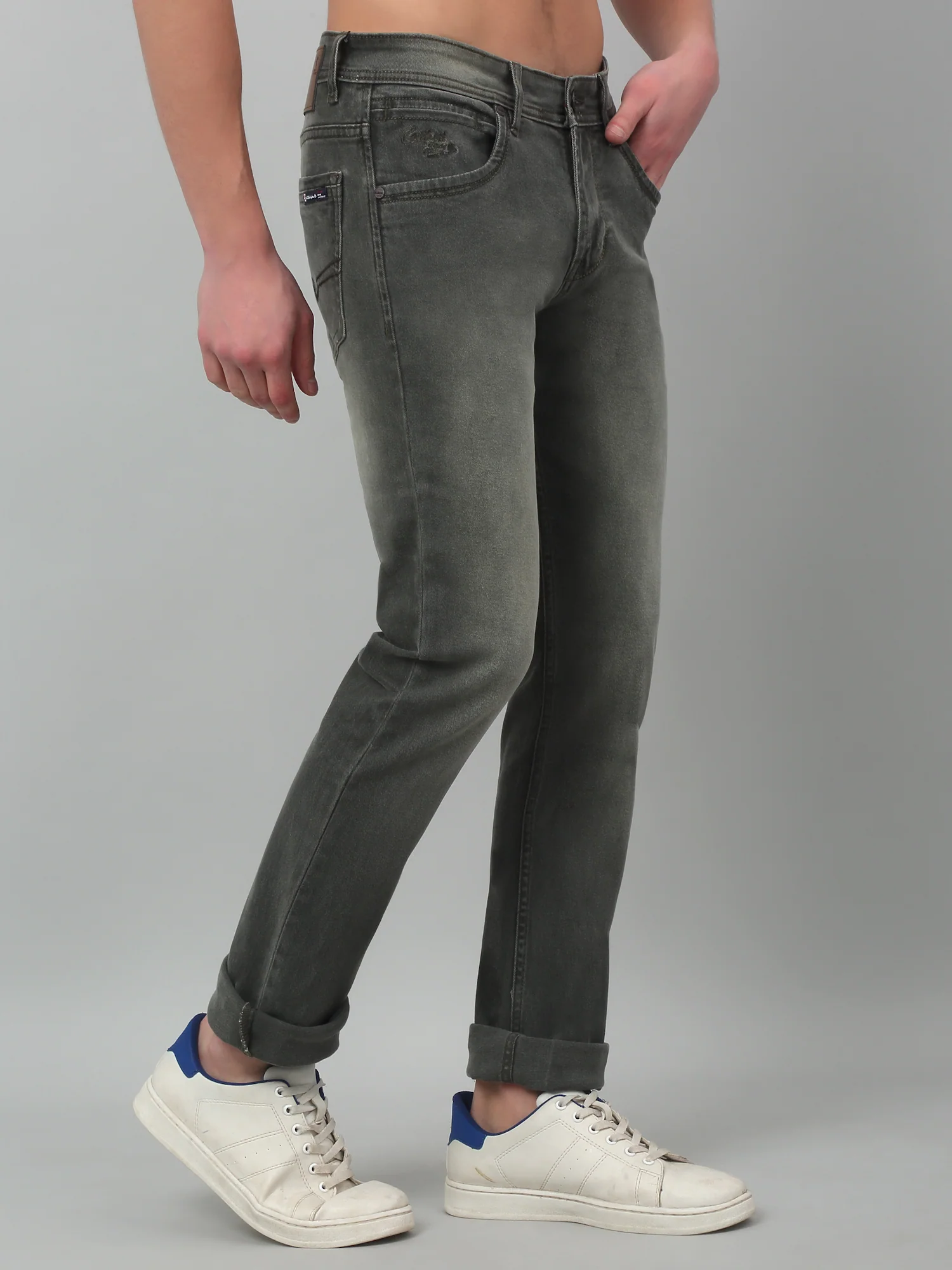 Denim Jeans for Men l Breathable & Soft with Color Fastness Ultra Narrow Fit Cotton Fabric Solid Pattern Button Closure - Image 3