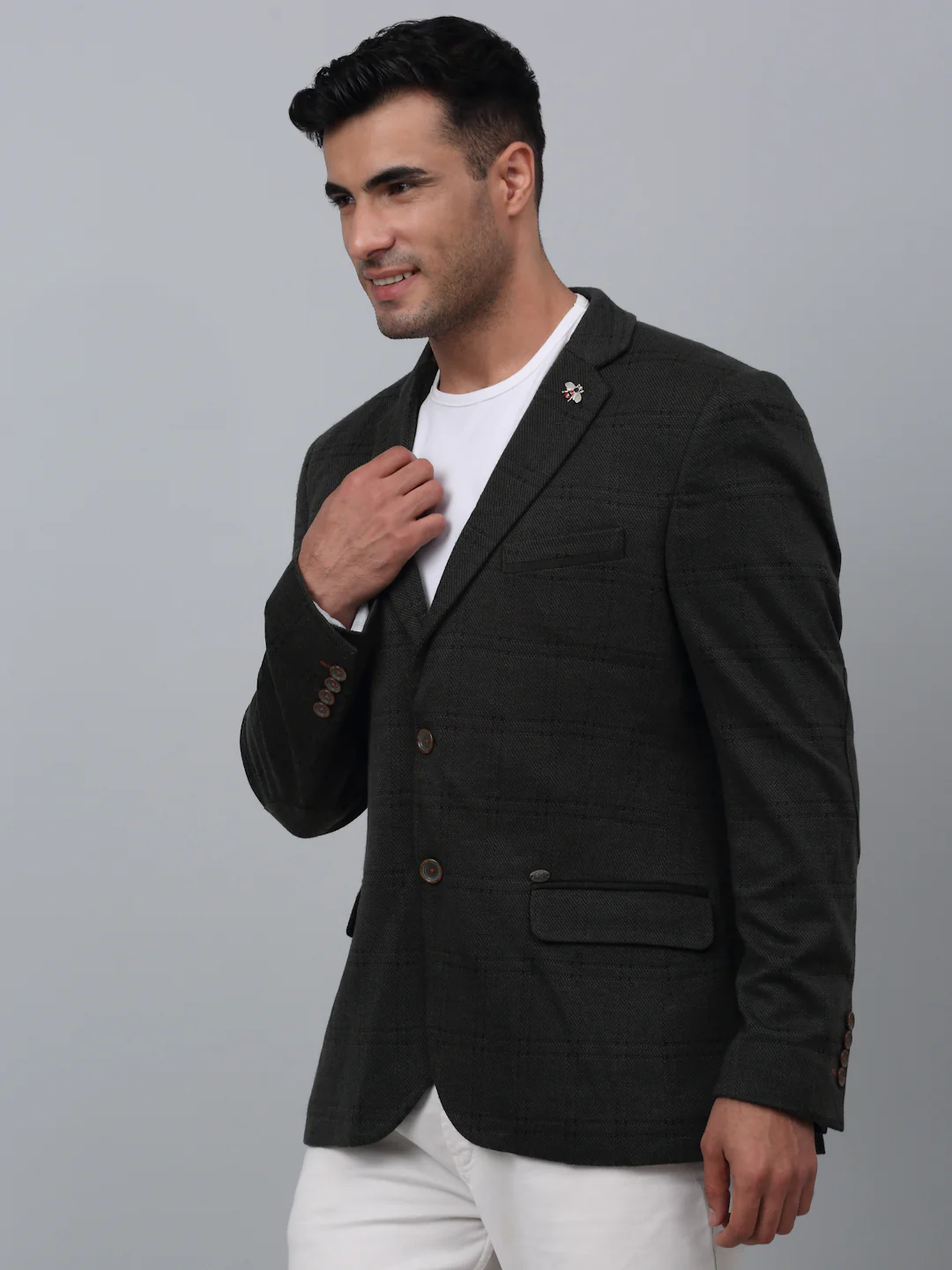 Blazer for Men | Premium Casual Blazer Slim Fit Notched Collar Terry Rayon Fabric Checkered Pattern - Image 2
