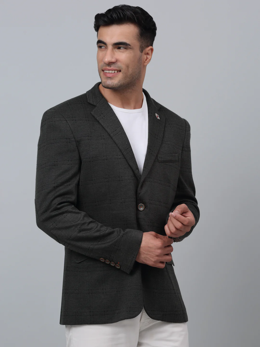 Blazer for Men | Premium Casual Blazer Slim Fit Notched Collar Terry Rayon Fabric Checkered Pattern - Image 3