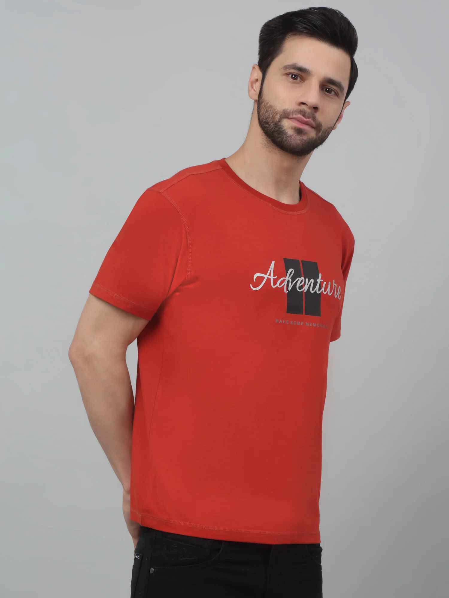 T-Shirt for Men | Breathable & Soft with Color Fastness Regular Fit Round Neck Cotton Blend Fabric Printed Pattern - Image 3