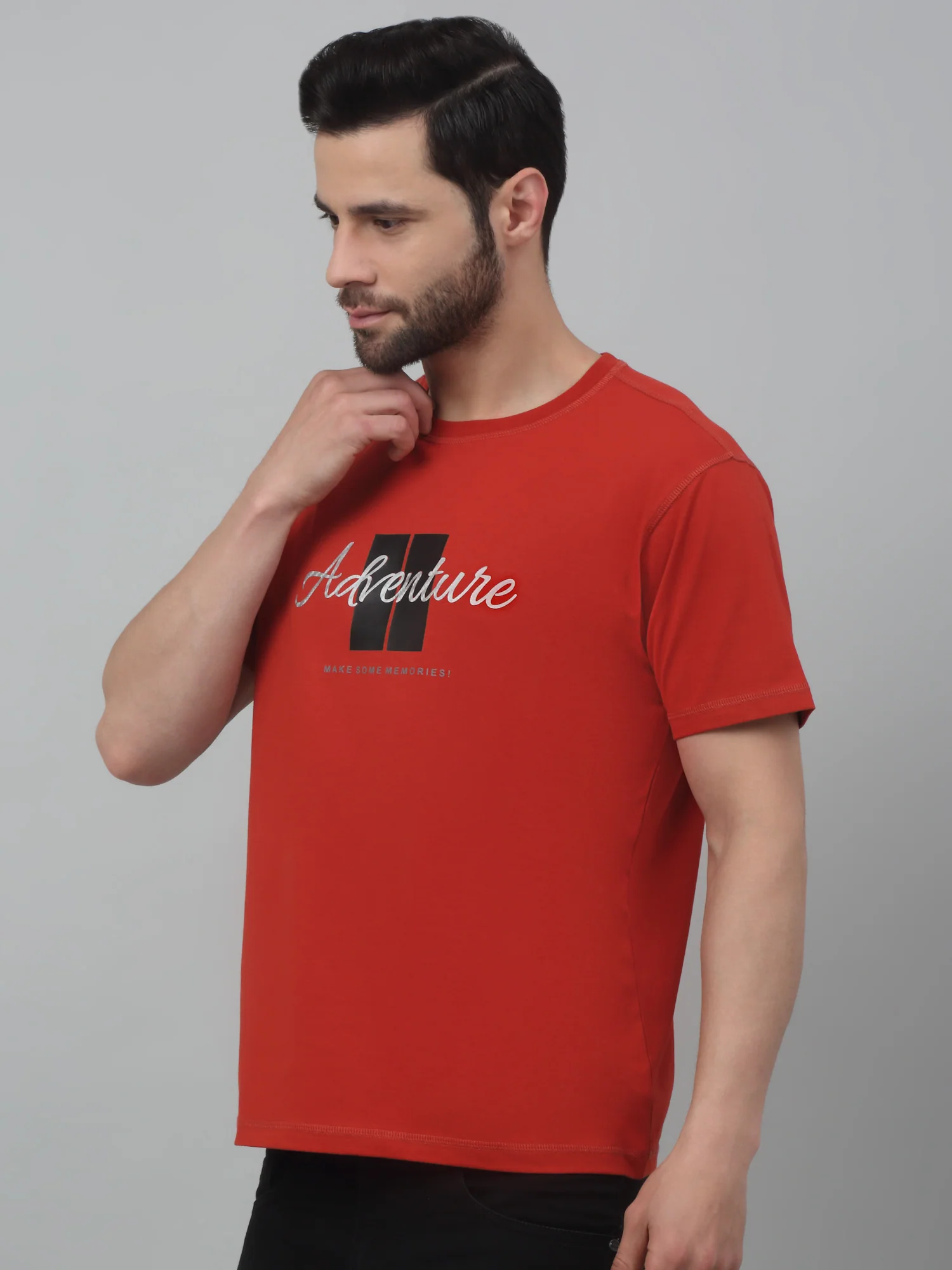 T-Shirt for Men | Breathable & Soft with Color Fastness Regular Fit Round Neck Cotton Blend Fabric Printed Pattern - Image 4