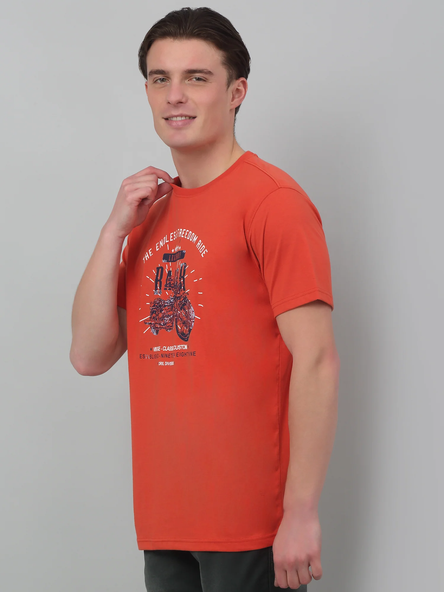T-Shirt for Men | Breathable & Soft with Color Fastness Regular Fit Round Neck Poly Cotton Fabric Printed Pattern - Image 3