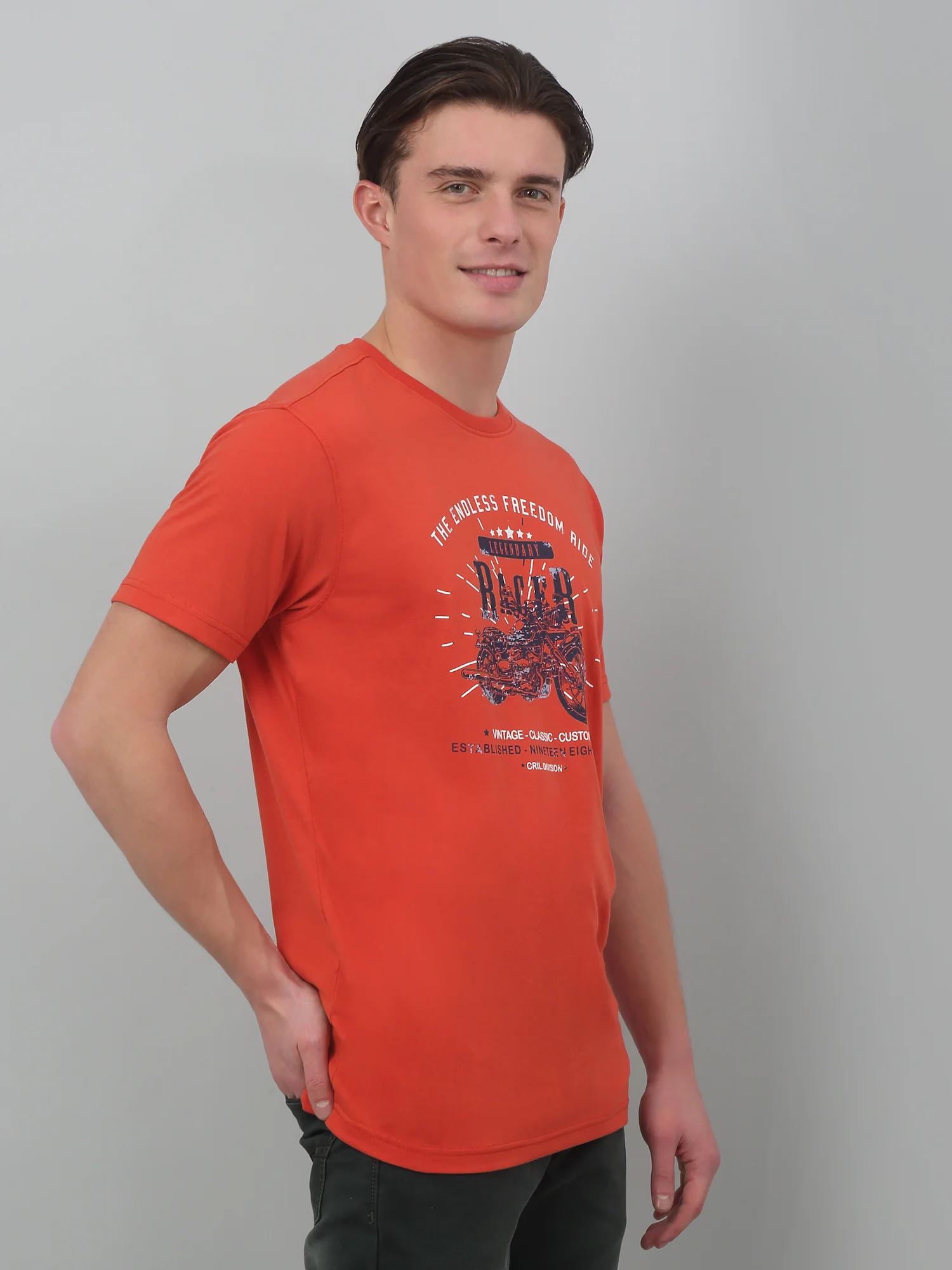 T-Shirt for Men | Breathable & Soft with Color Fastness Regular Fit Round Neck Poly Cotton Fabric Printed Pattern - Image 4