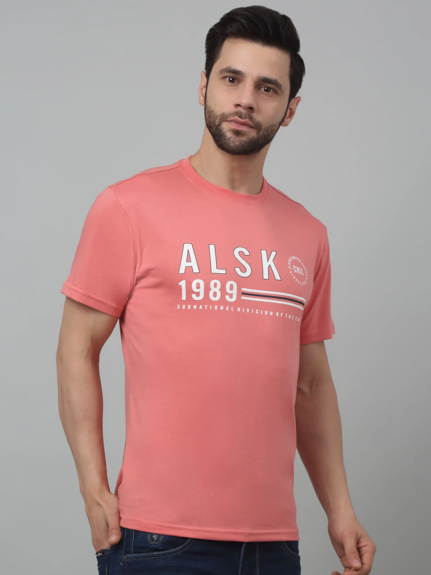 T-Shirt for Men | Breathable & Soft with Color Fastness Regular Fit Round Neck Poly Cotton Fabric Printed Pattern - Image 3
