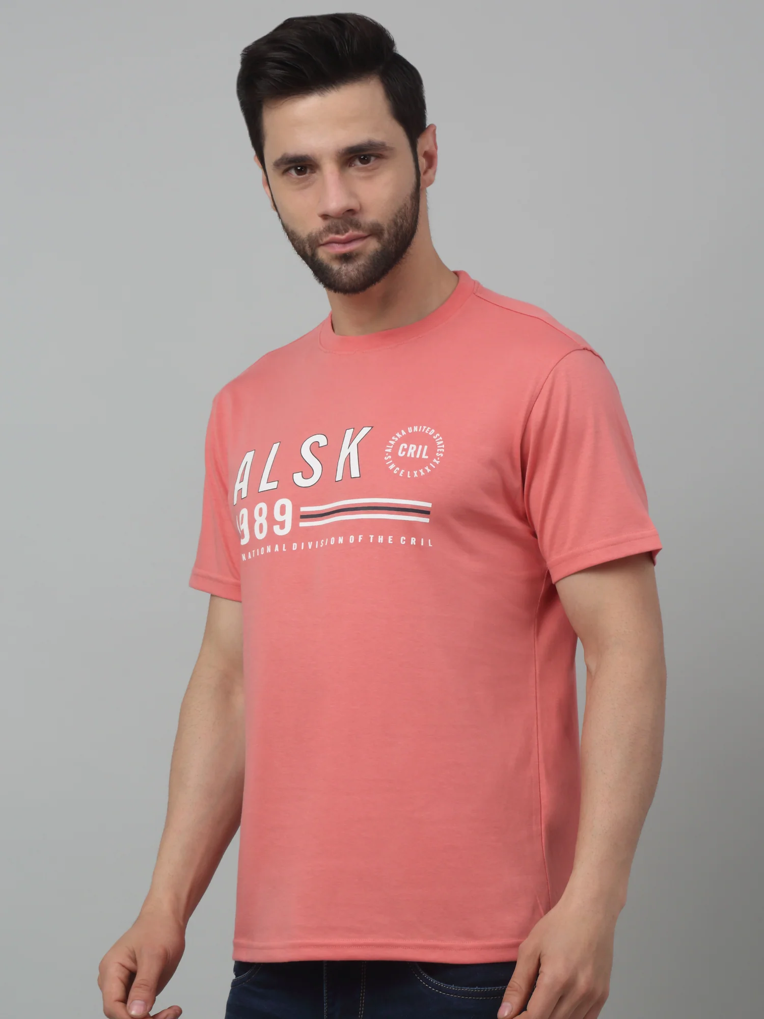 T-Shirt for Men | Breathable & Soft with Color Fastness Regular Fit Round Neck Poly Cotton Fabric Printed Pattern - Image 4