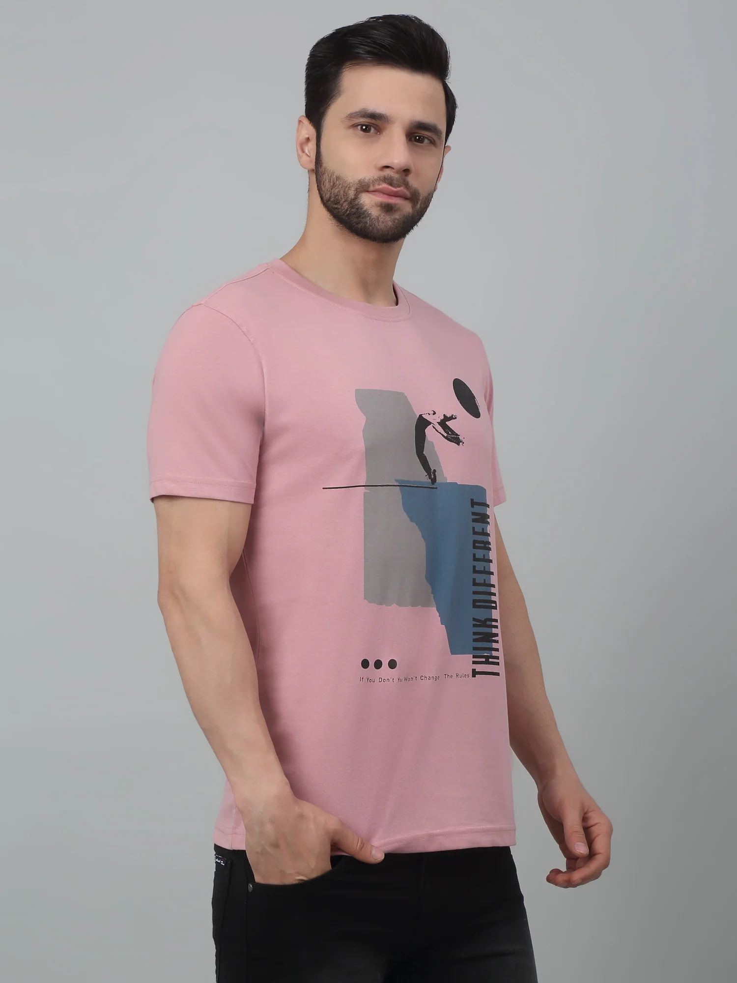 T-Shirt for Men | Breathable & Soft with Color Fastness Regular Fit Round Neck Poly Cotton Fabric Printed Pattern - Image 2