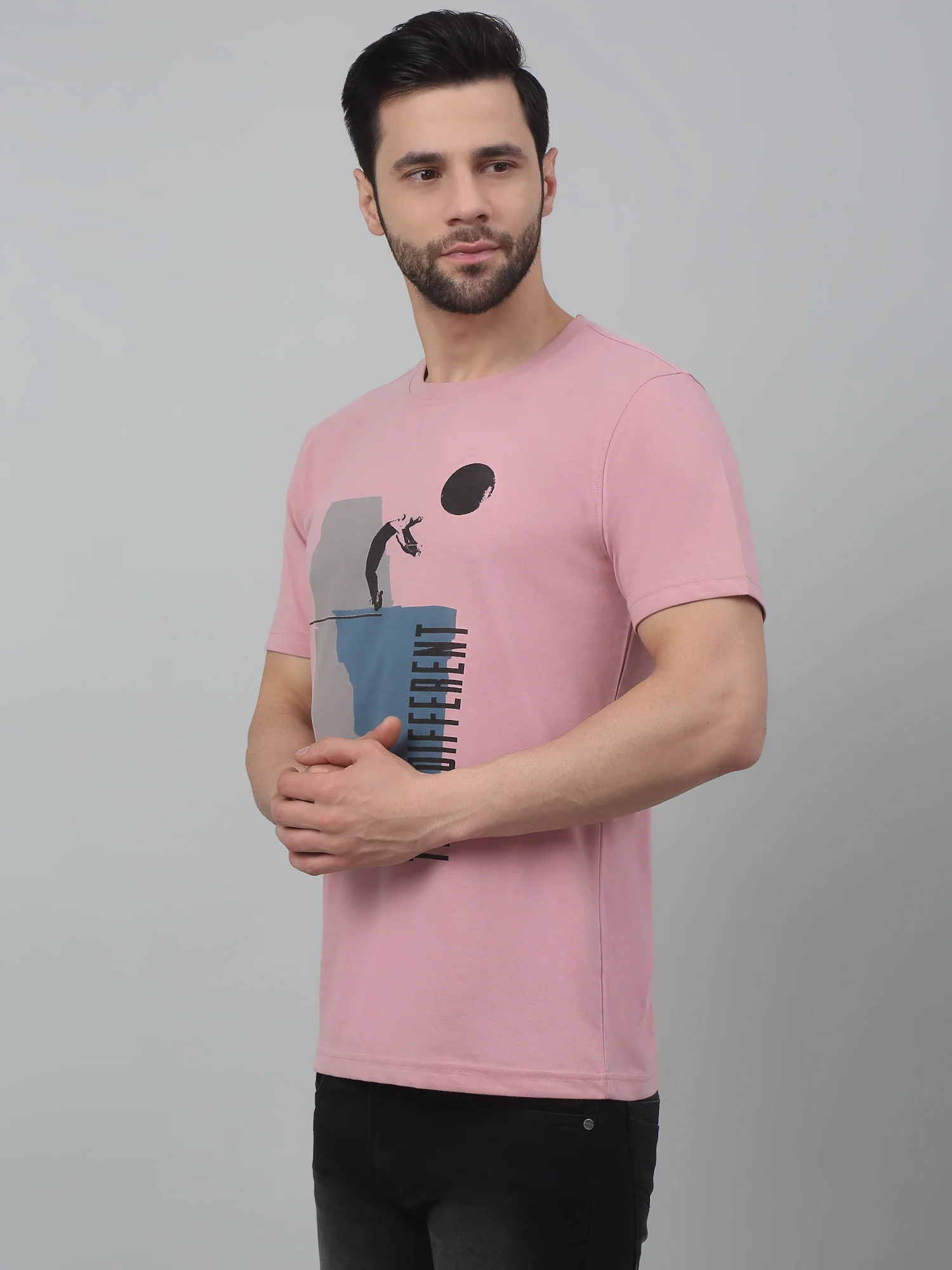 T-Shirt for Men | Breathable & Soft with Color Fastness Regular Fit Round Neck Poly Cotton Fabric Printed Pattern - Image 3
