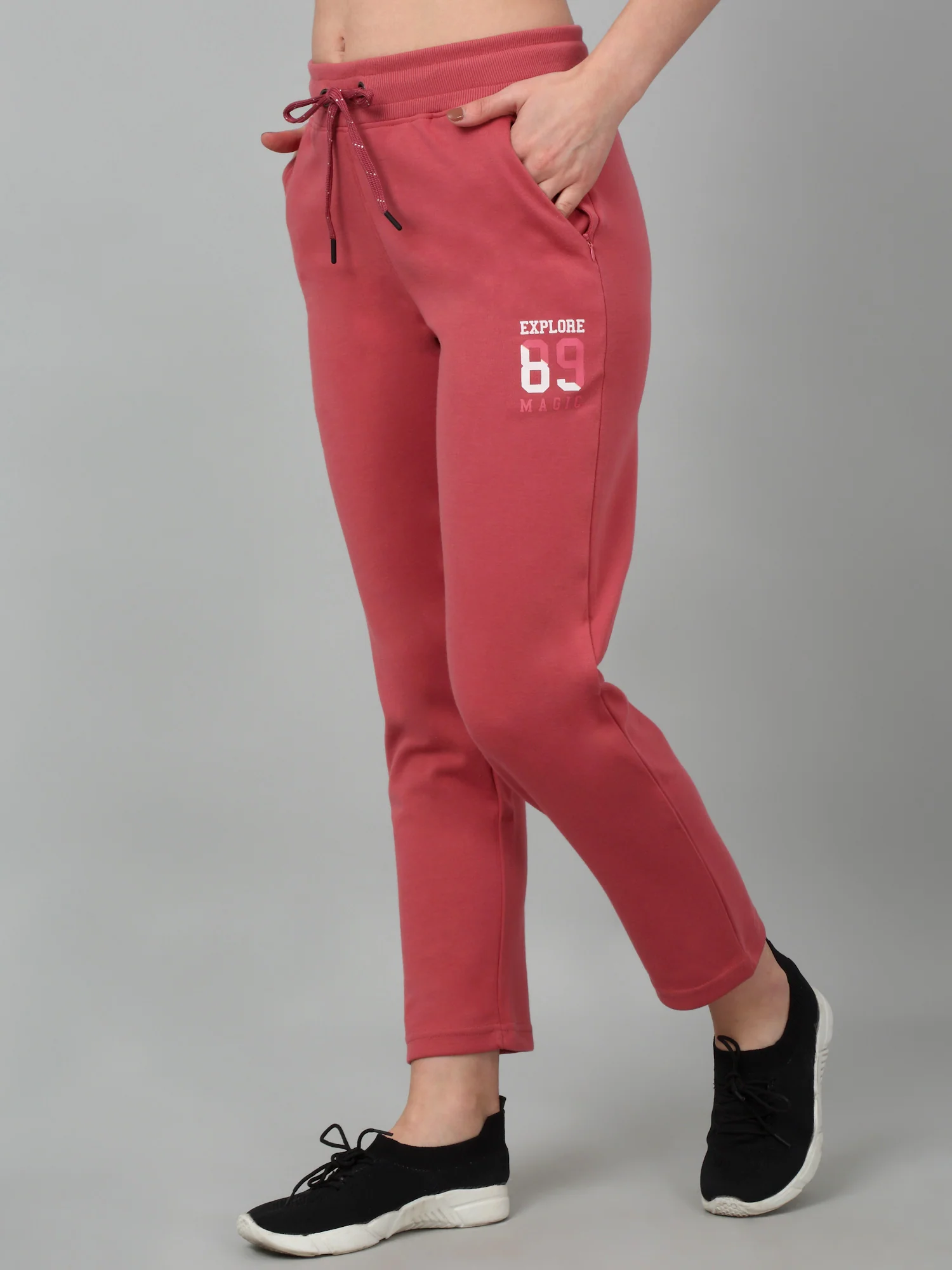 Women's Casual  Pink Ankle length Mid rise Track Pants - Image 3