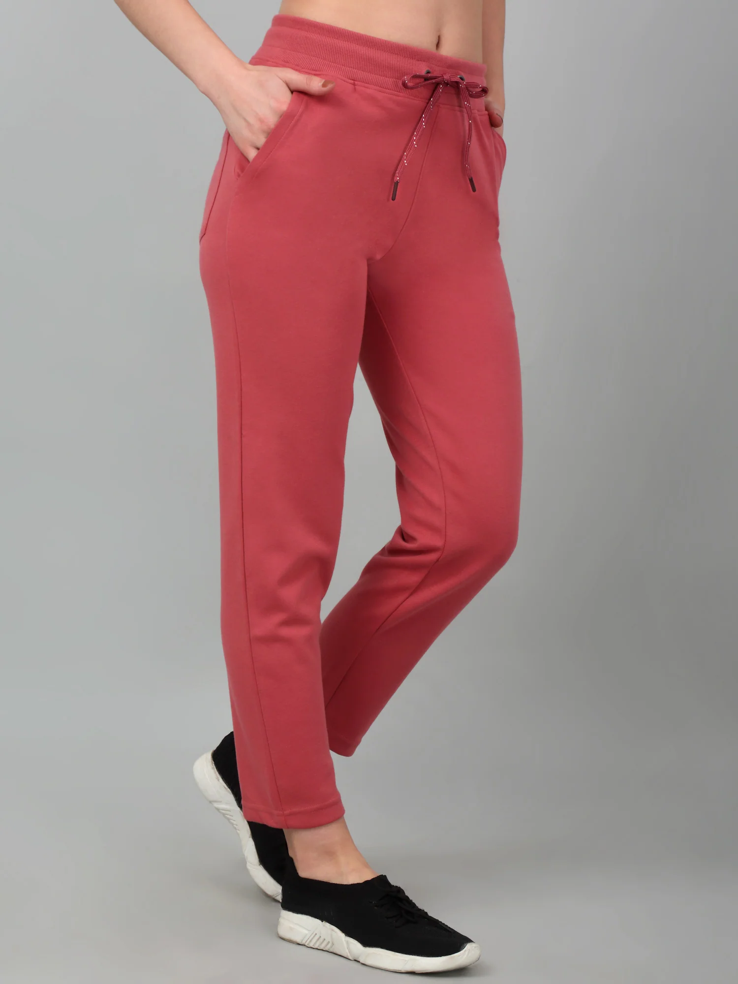 Women's Casual  Pink Ankle length Mid rise Track Pants - Image 4