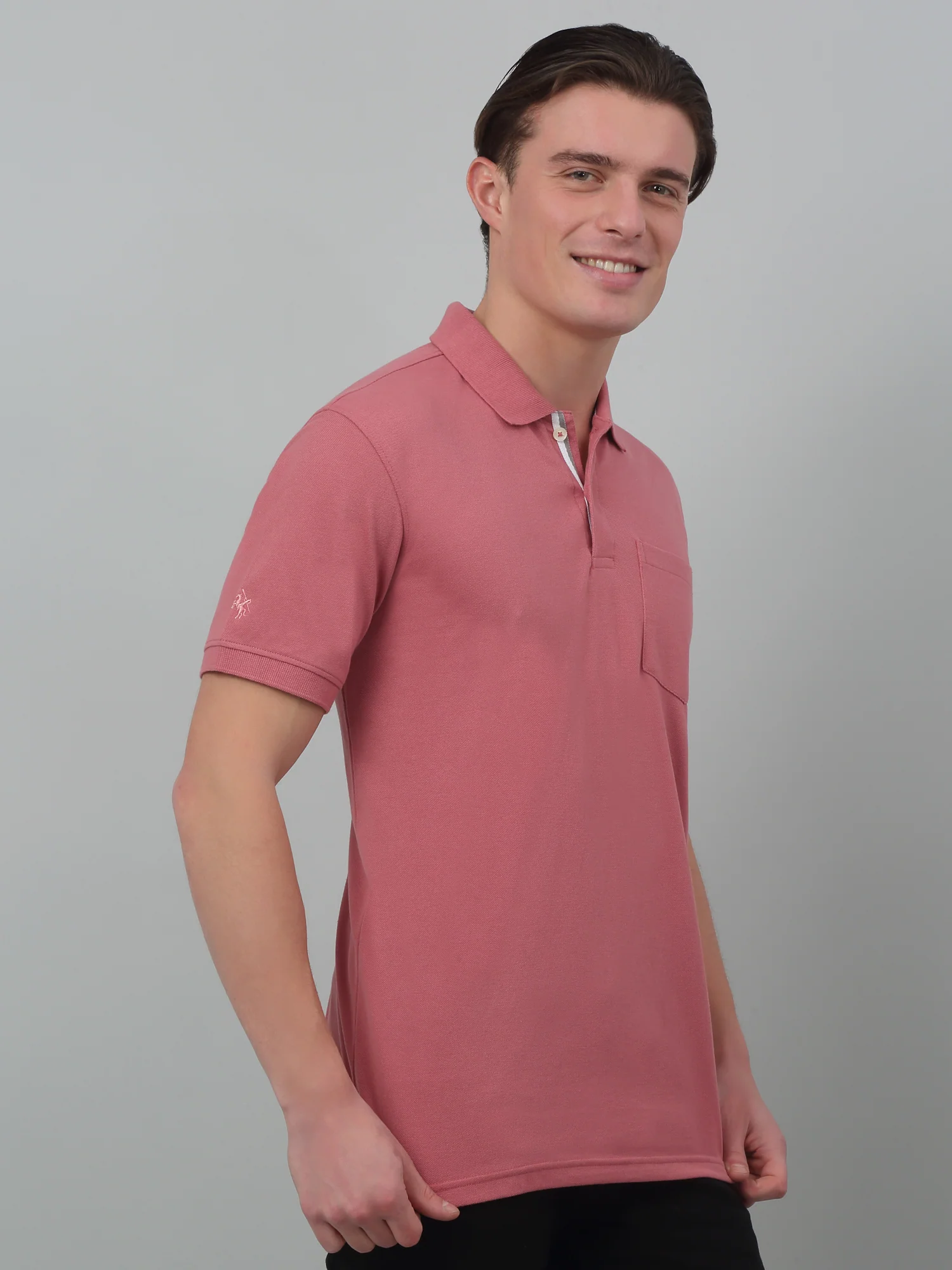 T-Shirt for Men | Breathable & Soft with Color Fastness Regular Fit Polo Neck Poly Cotton Fabric Solid Pattern - Image 3
