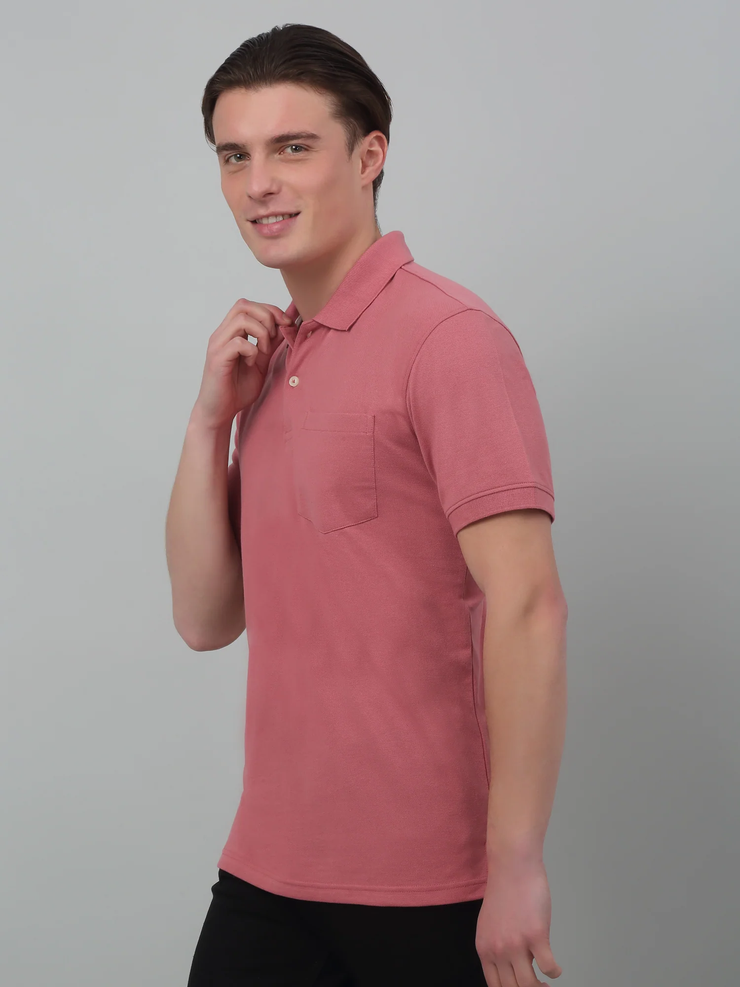T-Shirt for Men | Breathable & Soft with Color Fastness Regular Fit Polo Neck Poly Cotton Fabric Solid Pattern - Image 4