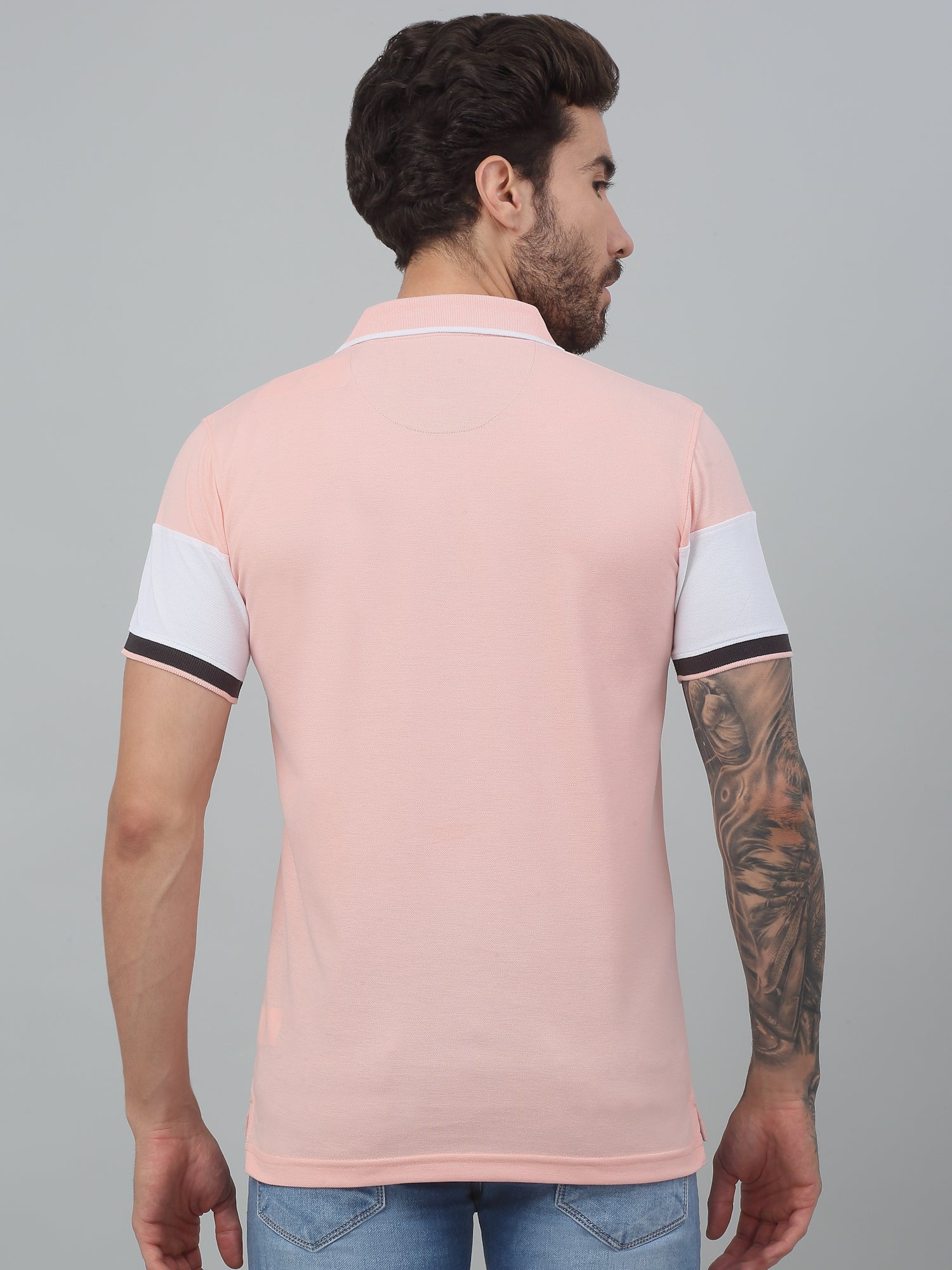 T-Shirt for Men | Breathable & Soft with Color Fastness Regular Fit Polo Neck Poly Cotton Fabric Solid Pattern - Image 2