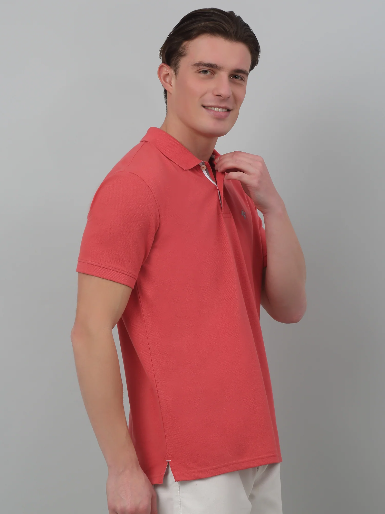 T-Shirt for Men | Breathable & Soft with Color Fastness Regular Fit Polo Neck Poly Cotton Fabric Solid Pattern - Image 3