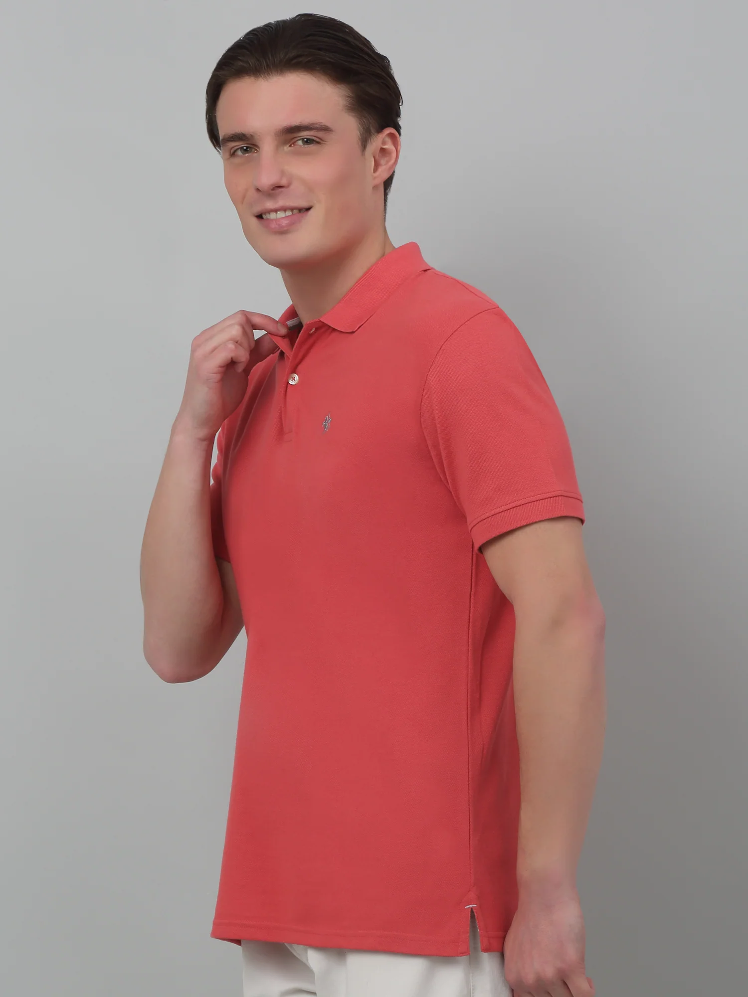 T-Shirt for Men | Breathable & Soft with Color Fastness Regular Fit Polo Neck Poly Cotton Fabric Solid Pattern - Image 4