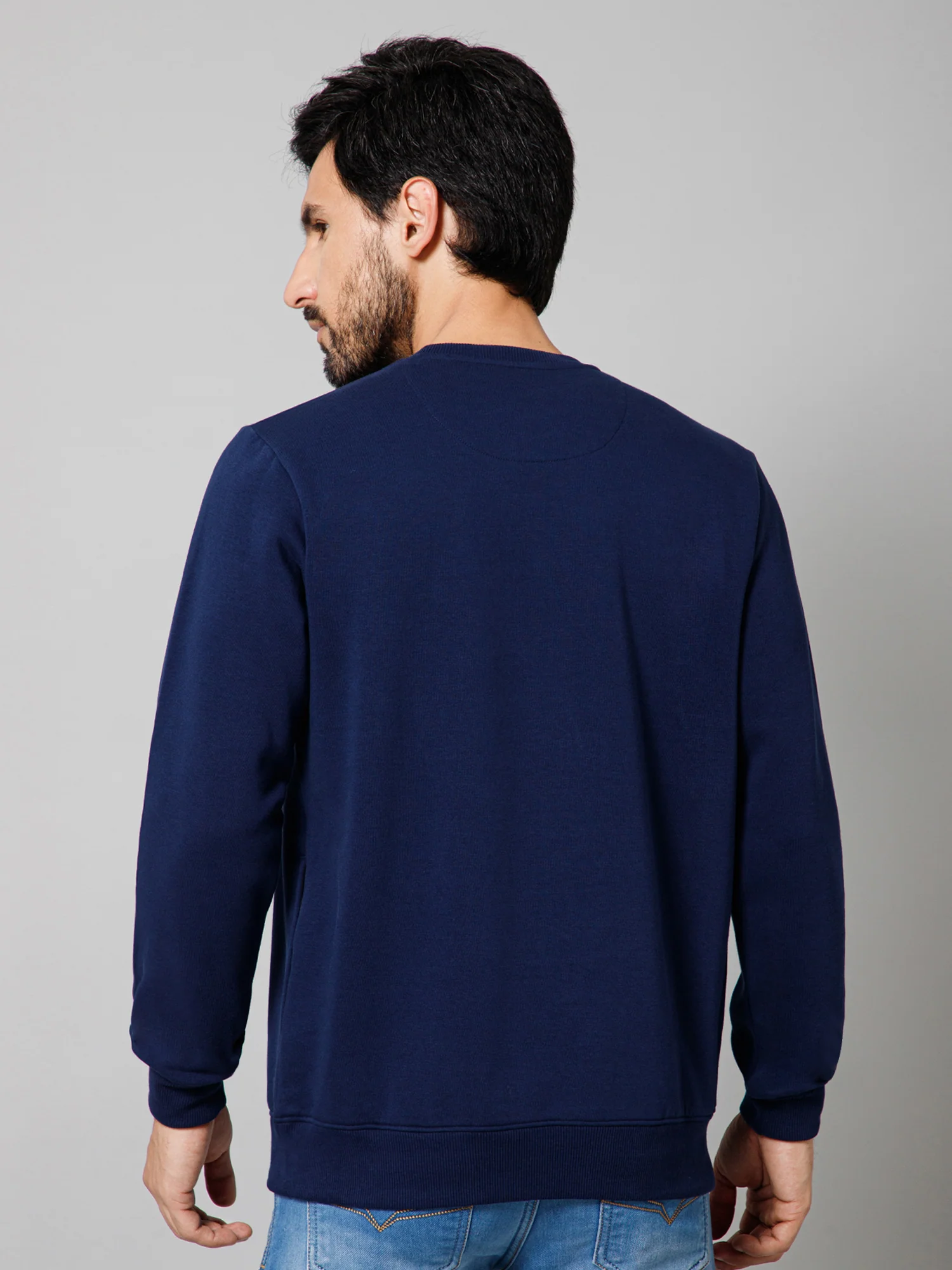 Printed Blue Full Sleeves Round Neck Regular Fit Casual Sweatshirt For Men - Image 4