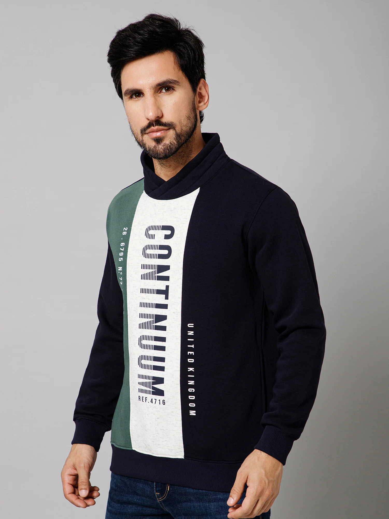Printed Green Full Sleeves Round Neck Regular Fit Casual Sweatshirt For Mens - Image 2