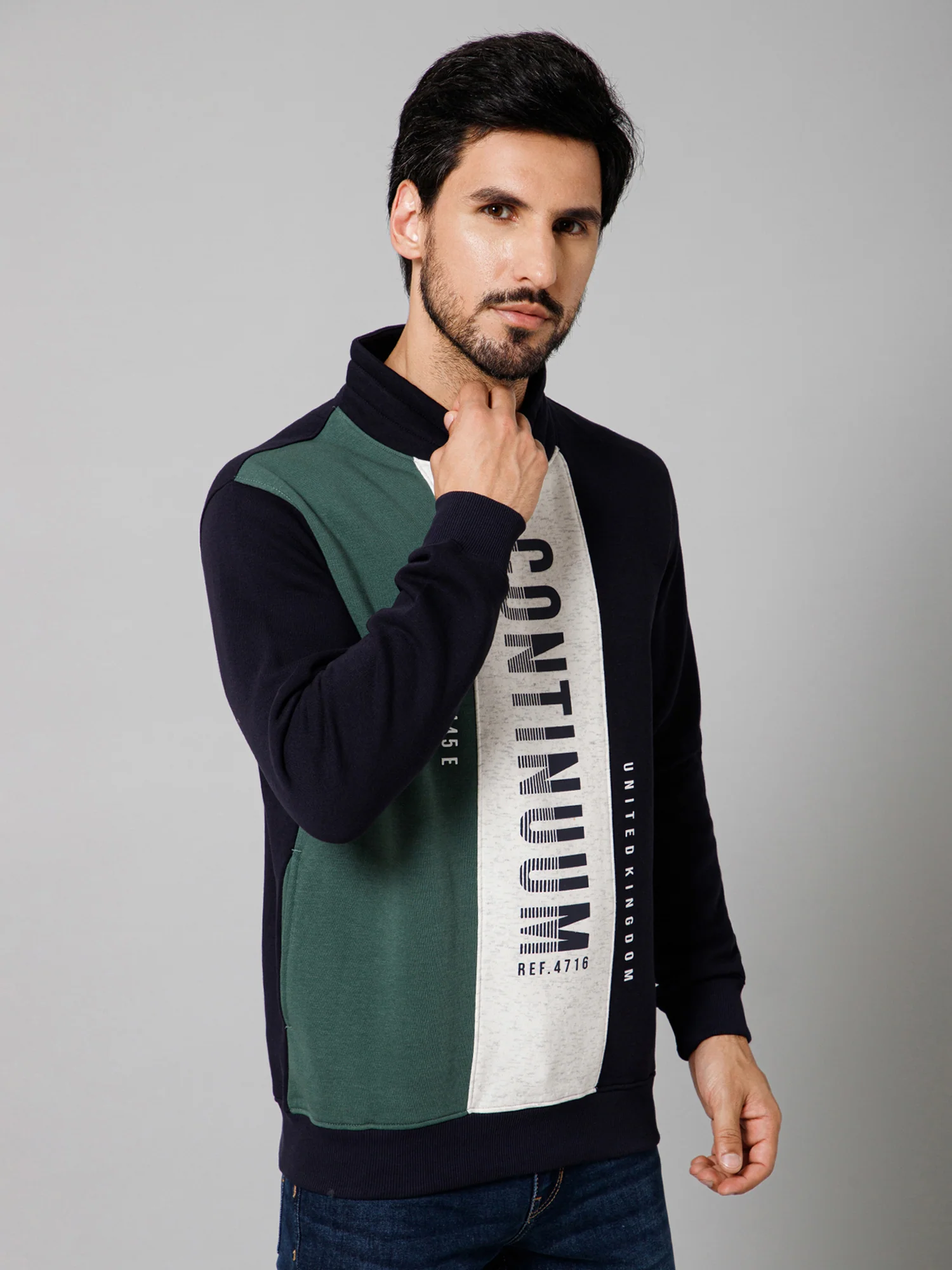 Printed Green Full Sleeves Round Neck Regular Fit Casual Sweatshirt For Mens - Image 3