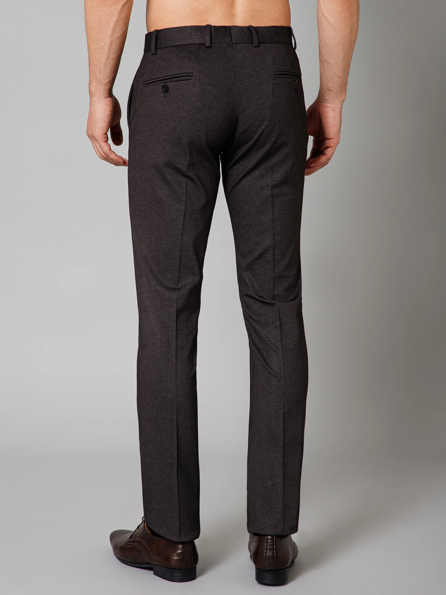 Formal Trouser for Men | Breathable & Soft with Color Fastness Regular Fit Terry Rayon Fabric Self Design Pattern Button Closure - Image 4
