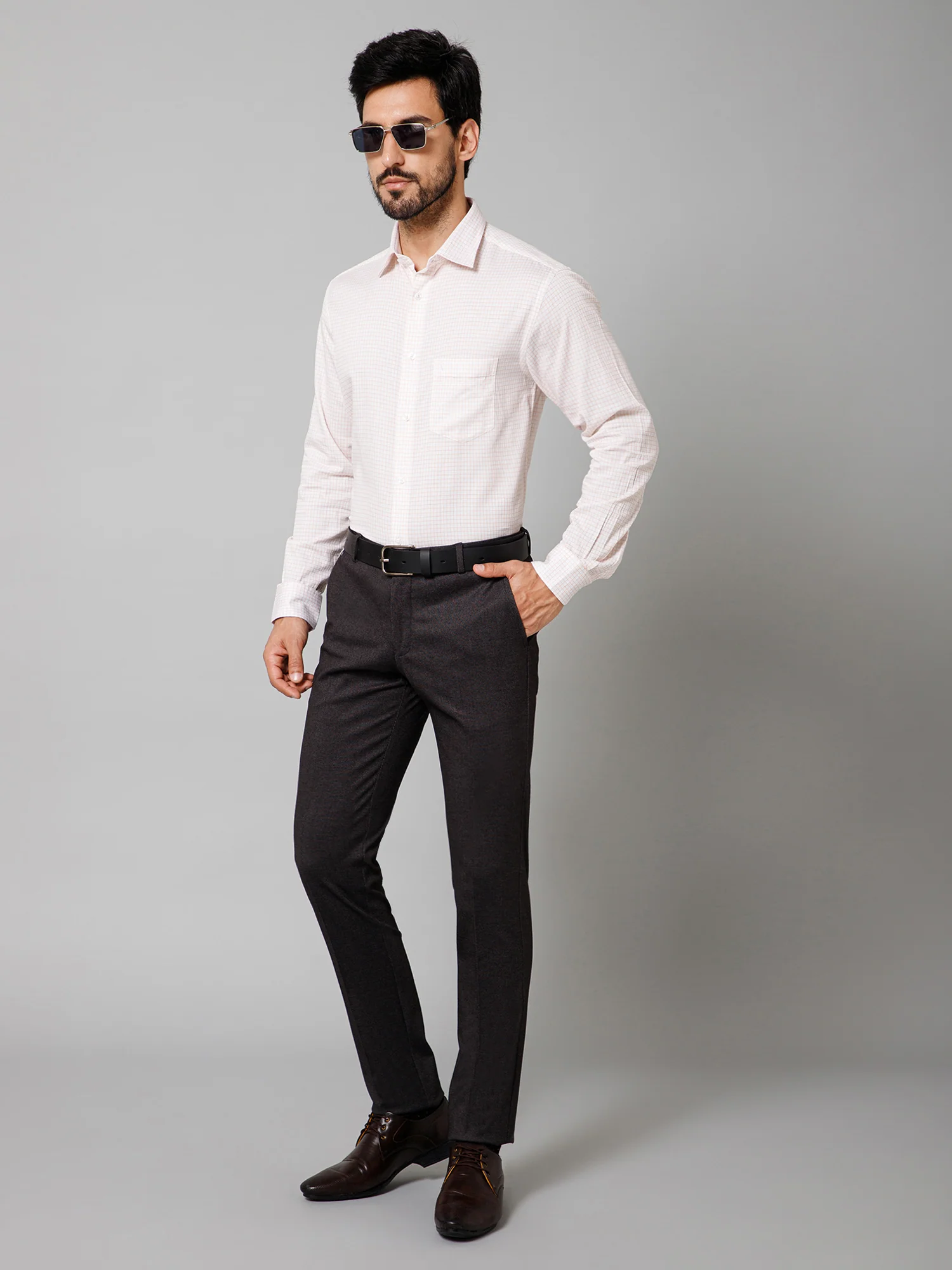 Formal Trouser for Men | Breathable & Soft with Color Fastness Regular Fit Terry Rayon Fabric Self Design Pattern Button Closure - Image 5