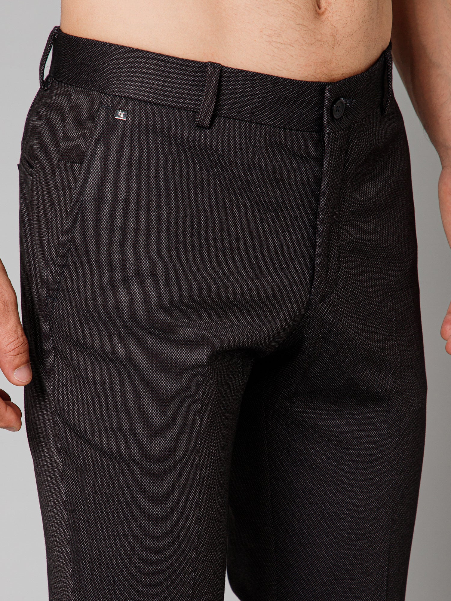 Formal Trouser for Men | Breathable & Soft with Color Fastness Regular Fit Terry Rayon Fabric Self Design Pattern Button Closure - Image 6