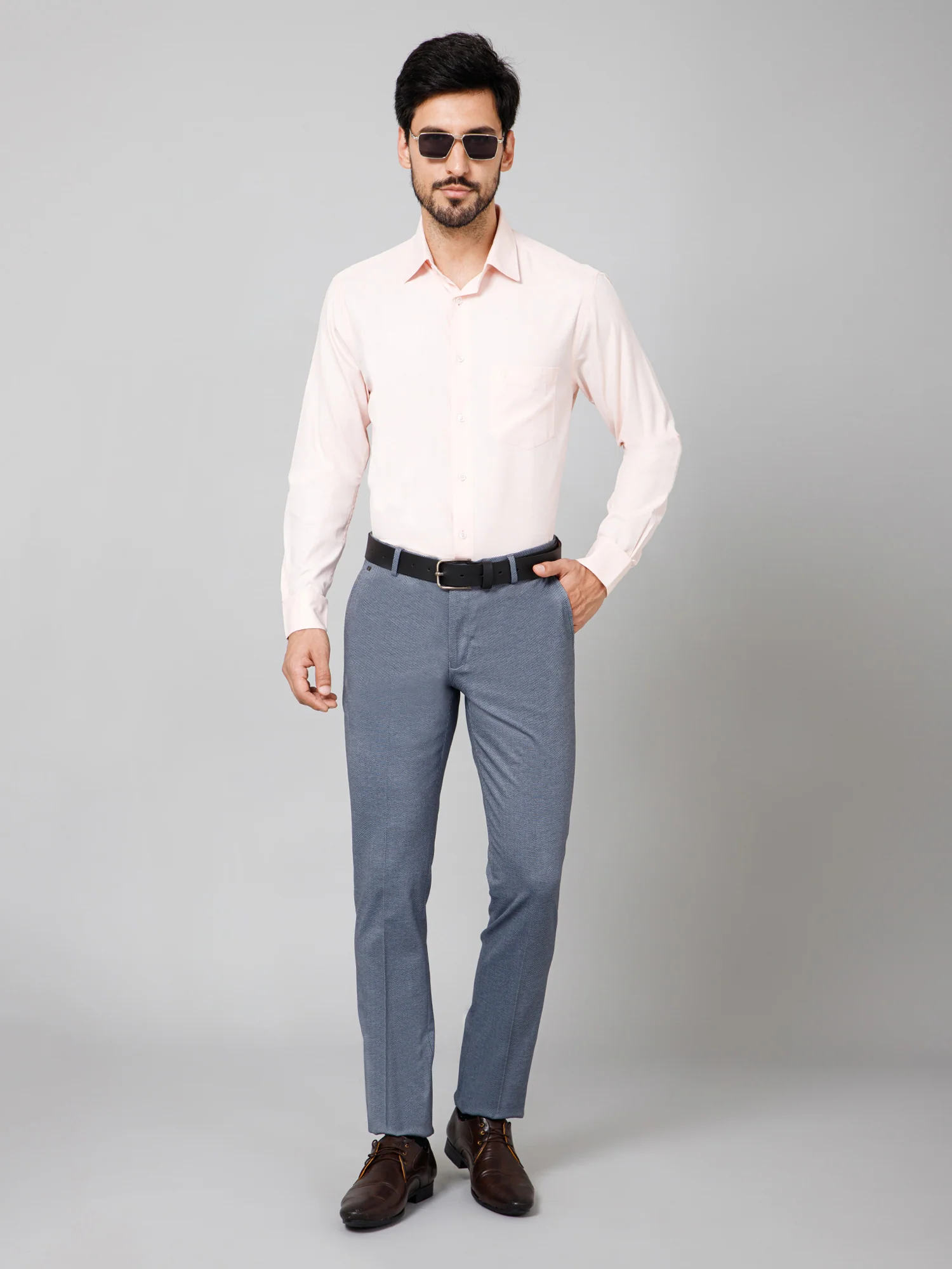 Formal Trouser for Men | Breathable & Soft with Color Fastness Regular Fit Terry Rayon Fabric Self Design Pattern Button Closure - Image 5