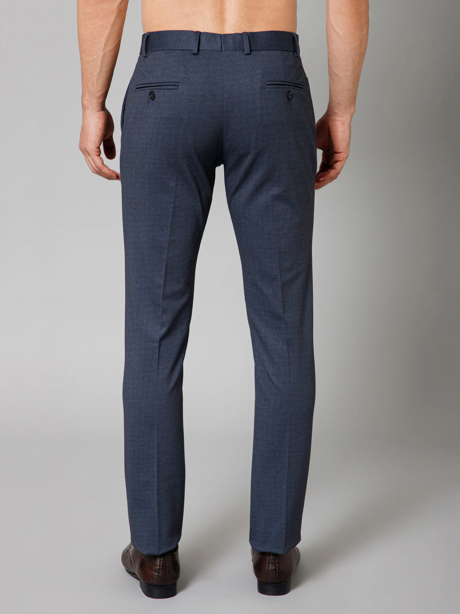 Formal Trouser for Men | Breathable & Soft with Color Fastness Regular Fit Terry Rayon Fabric Self Design Pattern Button Closure - Image 4