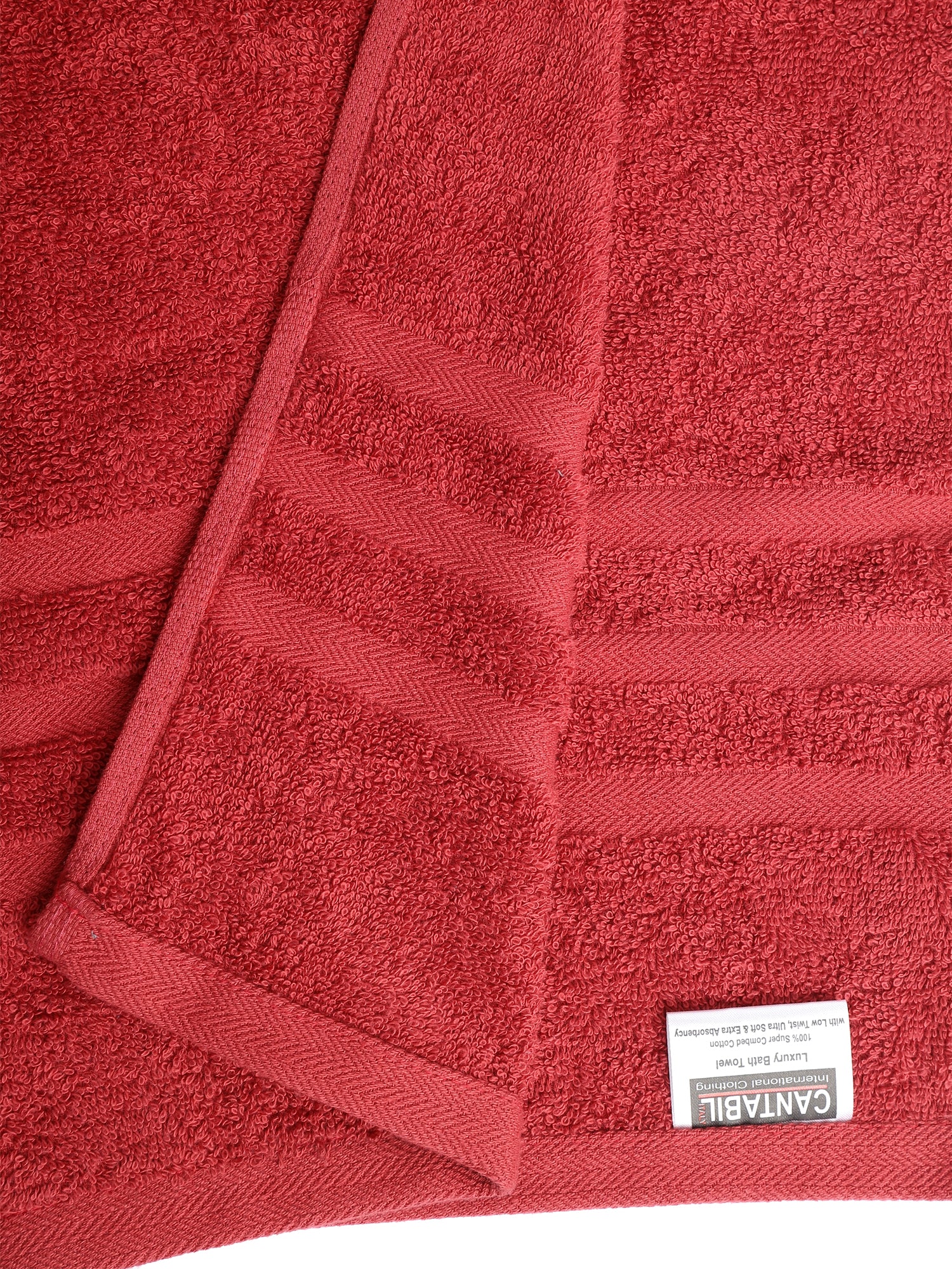 Unisex Red Basic Terry Bath Towel - Image 2