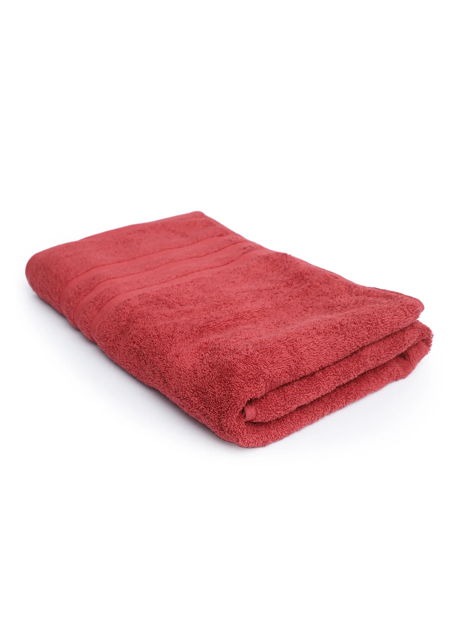 Unisex Red Basic Terry Bath Towel - Image 4