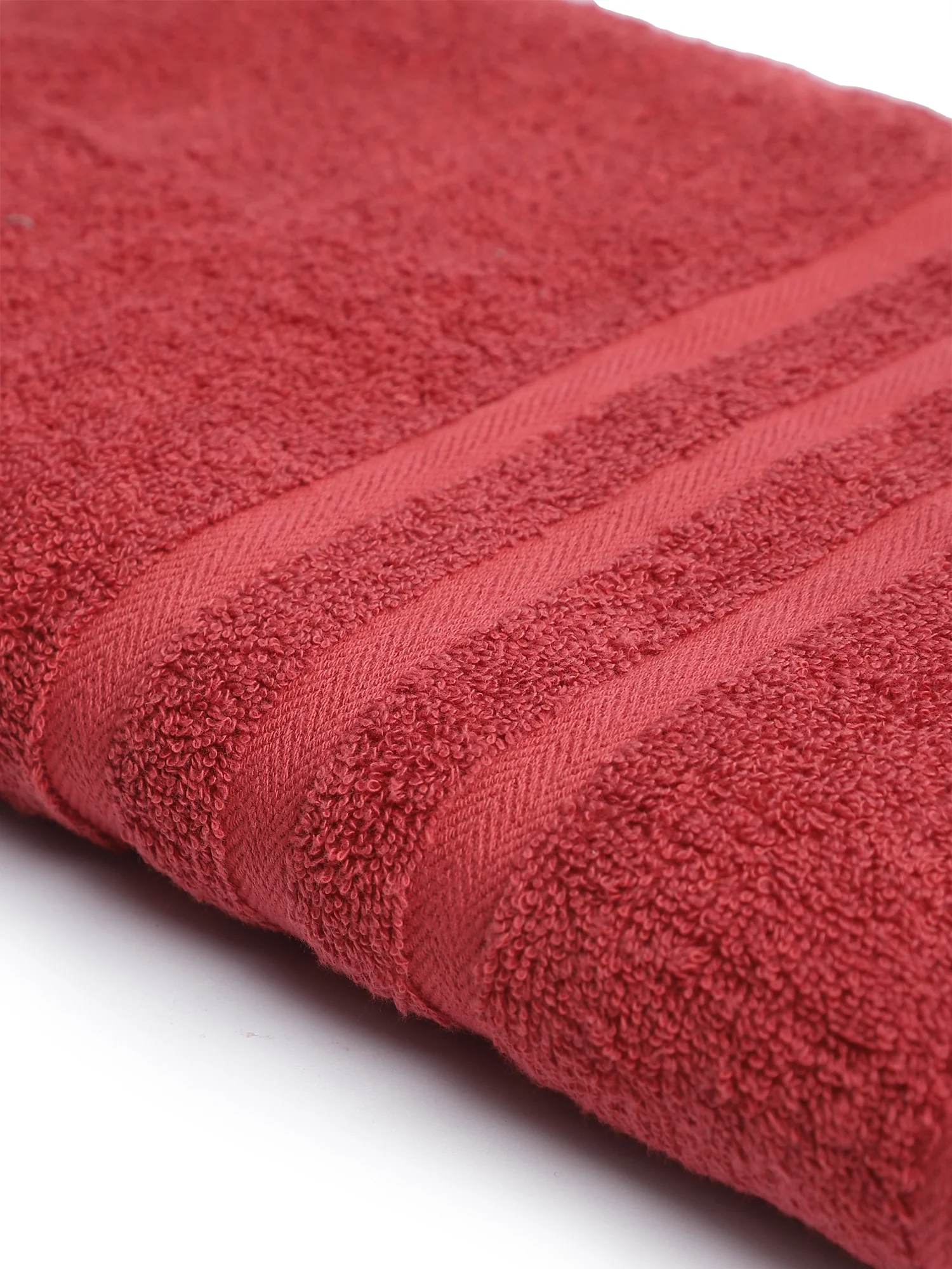 Unisex Red Basic Terry Bath Towel - Image 5