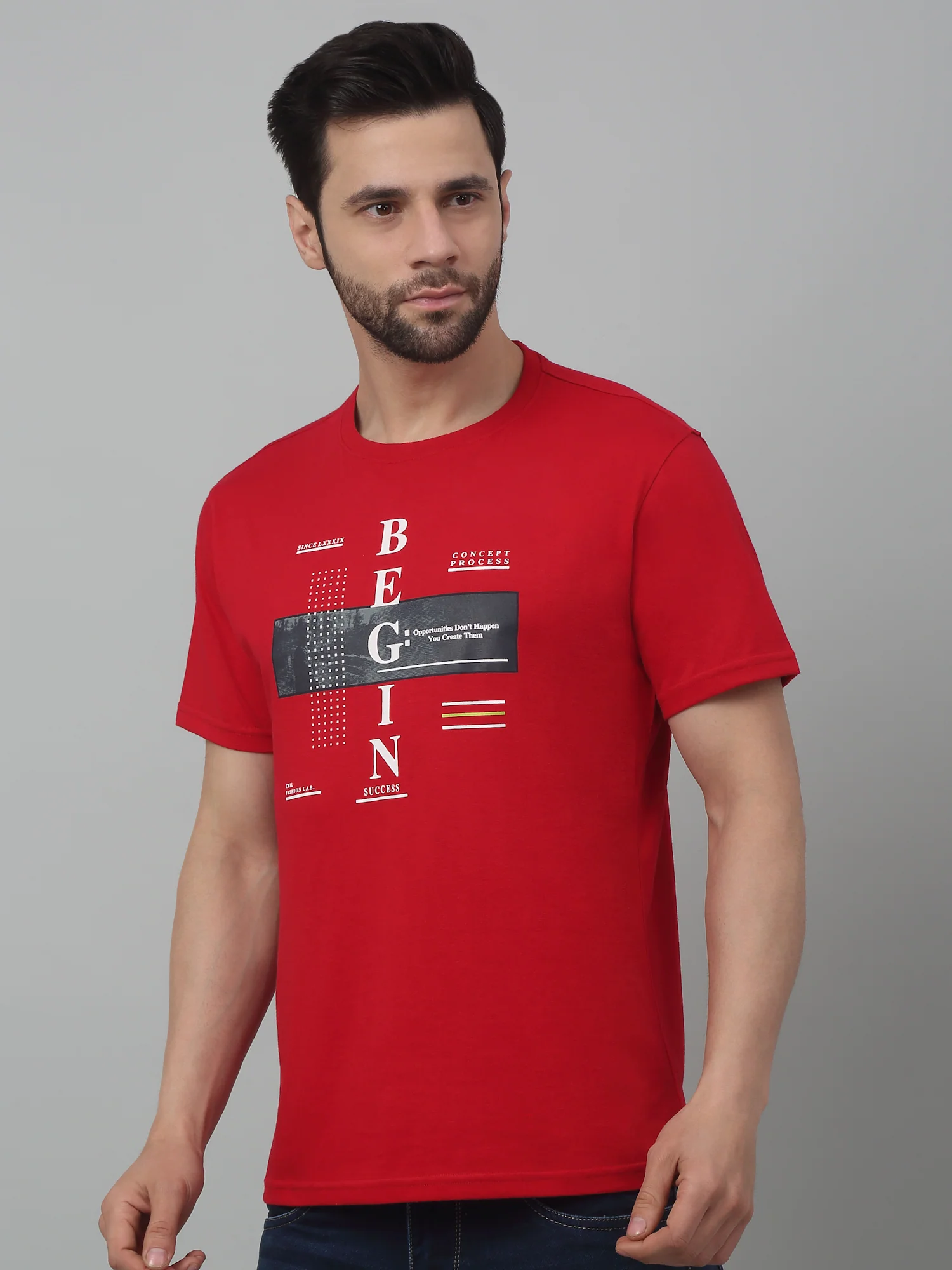 T-Shirt for Men | Breathable & Soft with Color Fastness Regular Fit Round Neck Poly Cotton Fabric Printed Pattern - Image 4