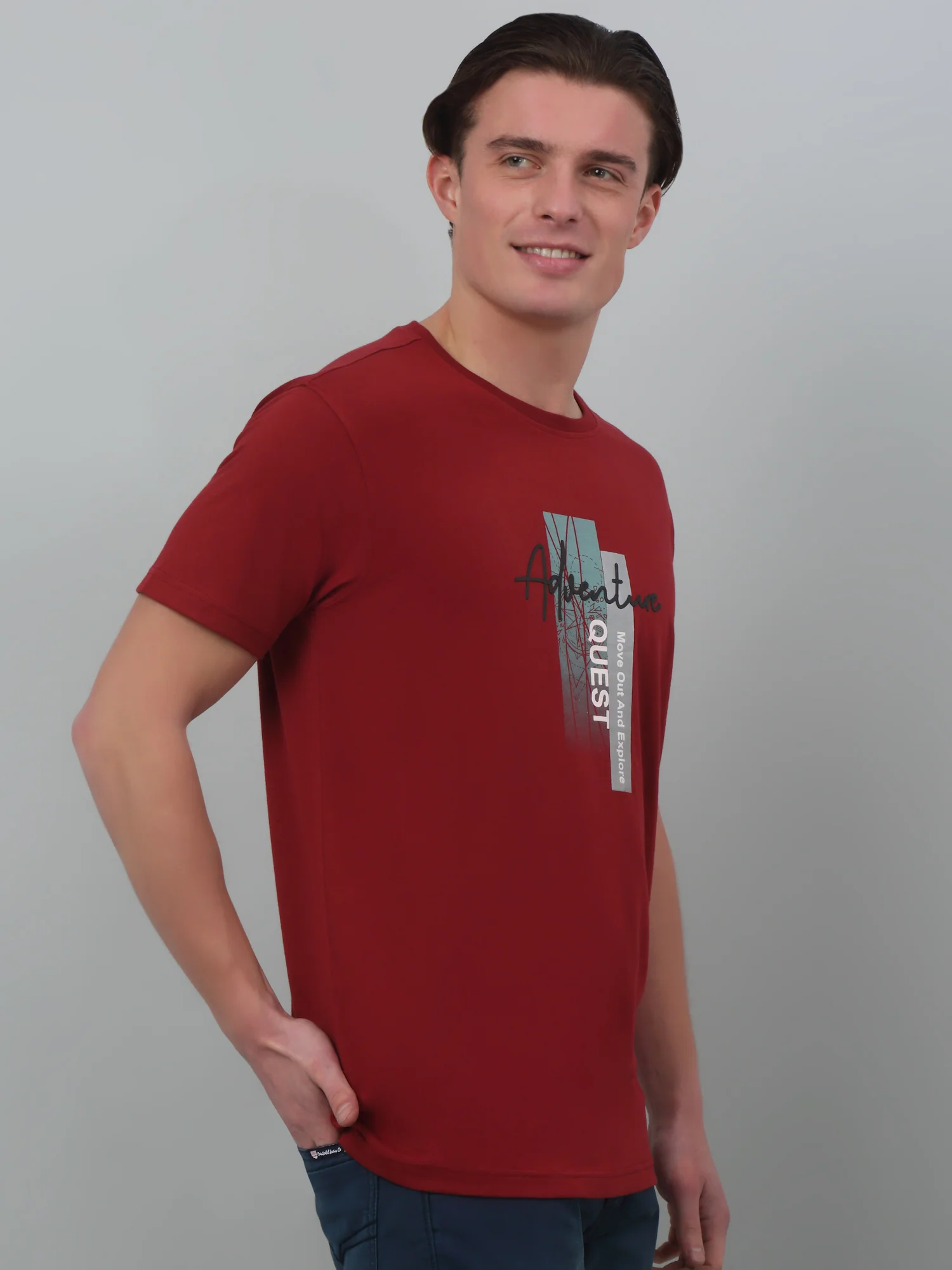 T-Shirt for Men | Breathable & Soft with Color Fastness Regular Fit Round Neck Poly Cotton Fabric Printed Pattern - Image 3