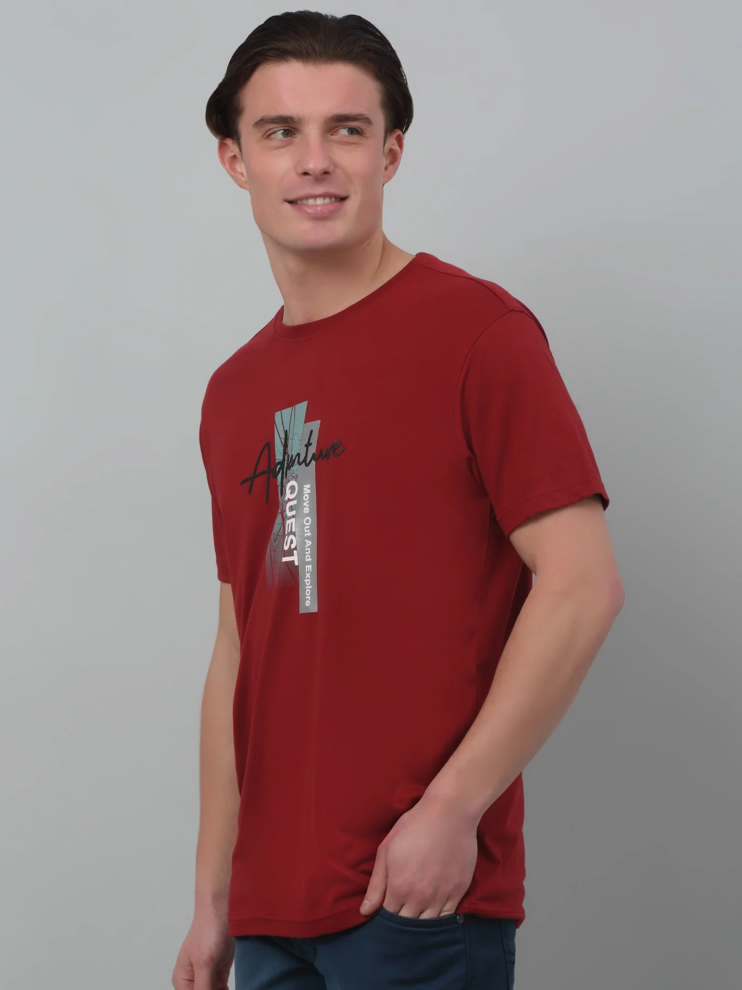 T-Shirt for Men | Breathable & Soft with Color Fastness Regular Fit Round Neck Poly Cotton Fabric Printed Pattern - Image 4