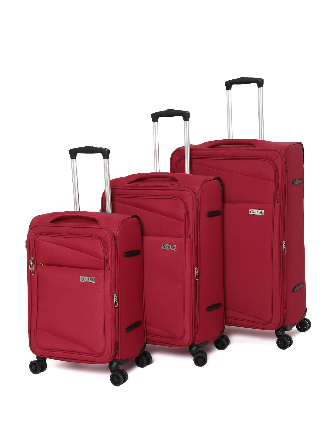 Unisex Red Fashion Soft Luggage Trolley Bag - Image 3