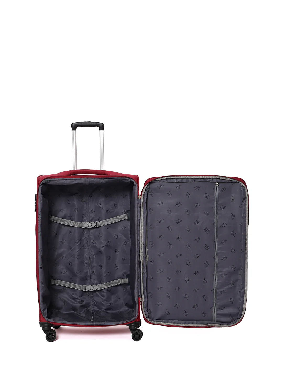 Unisex Red Fashion Soft Luggage Trolley Bag - Image 3