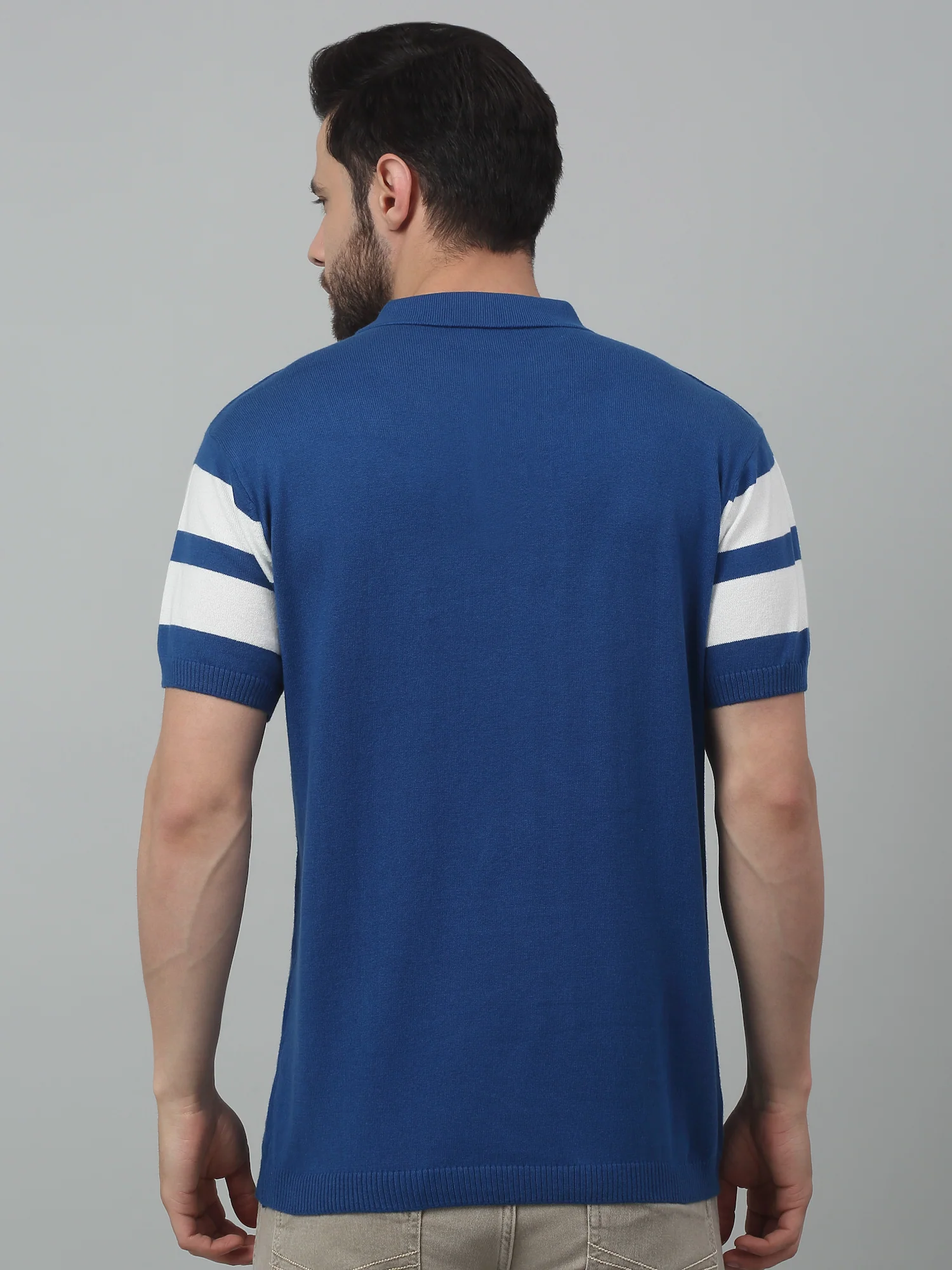 T-Shirt for Men | Breathable & Soft with Color Fastness Regular Fit Polo Neck Cotton Fabric Striped Pattern - Image 2