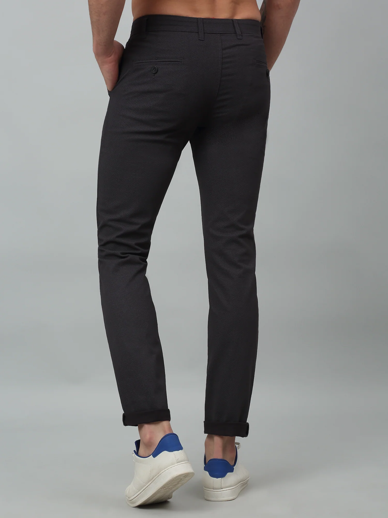 Men's Casual Flat front Black  Trousers - Image 4