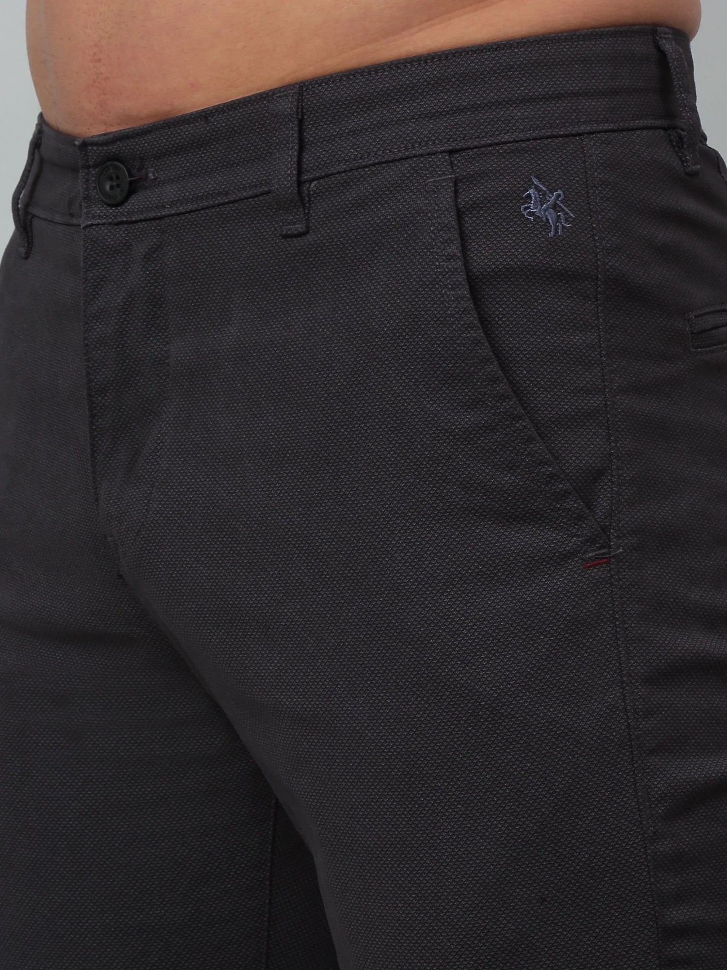 Men's Casual Flat front Black  Trousers - Image 5