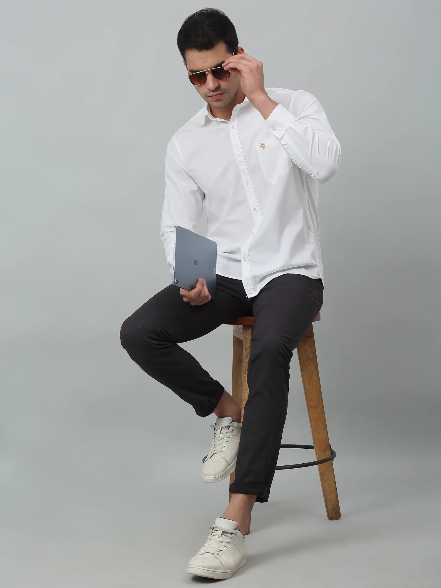 Men's Casual Flat front Black  Trousers - Image 6