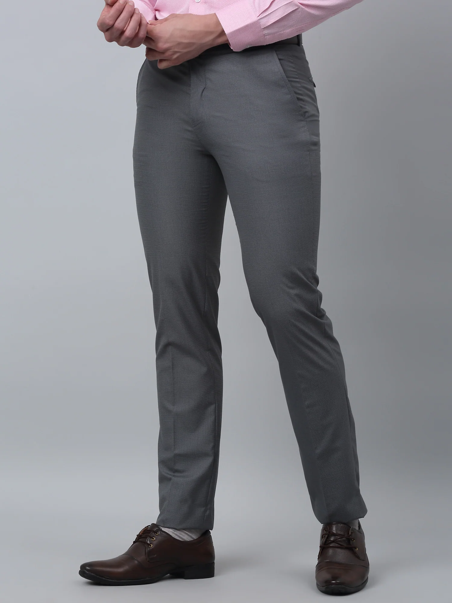Formal Trouser for Men | Breathable & Soft with Color Fastness Regular Fit Poly Viscose Fabric Self Design Pattern Hook & Eye Closure - Image 2