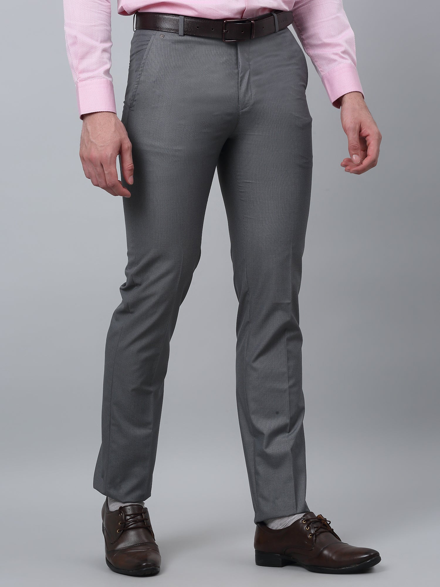 Formal Trouser for Men | Breathable & Soft with Color Fastness Regular Fit Poly Viscose Fabric Self Design Pattern Hook & Eye Closure - Image 3