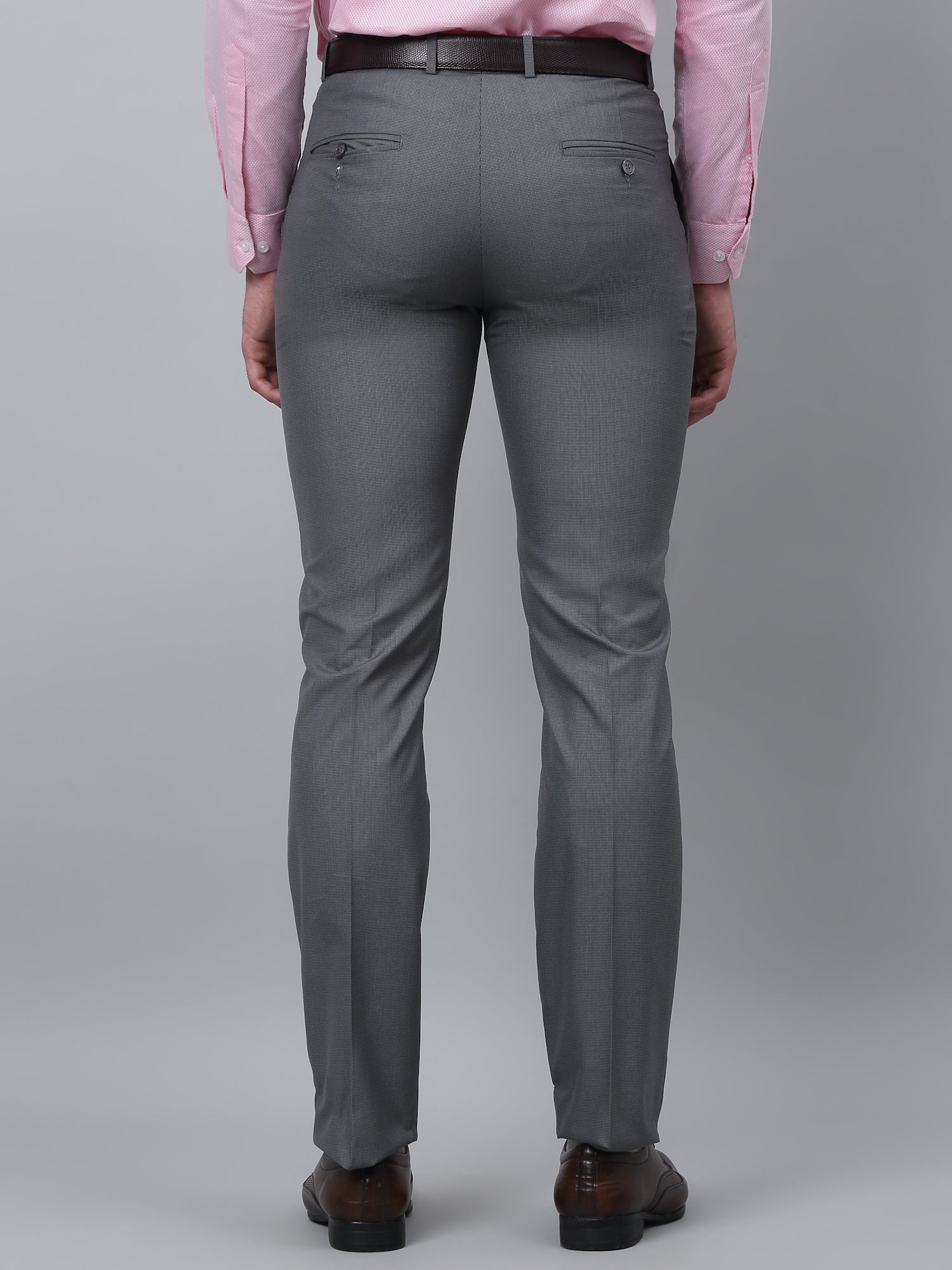 Formal Trouser for Men | Breathable & Soft with Color Fastness Regular Fit Poly Viscose Fabric Self Design Pattern Hook & Eye Closure - Image 4