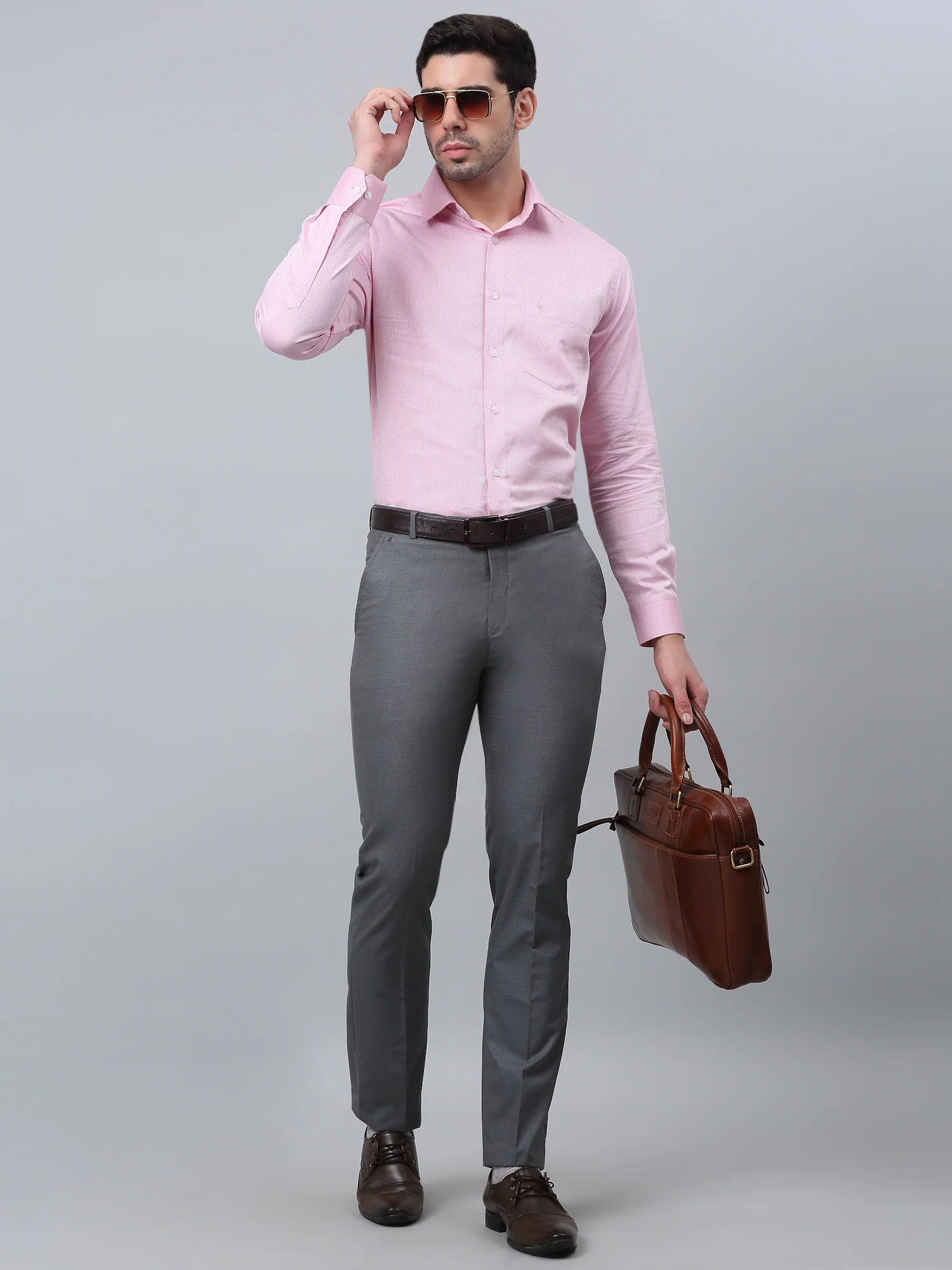 Formal Trouser for Men | Breathable & Soft with Color Fastness Regular Fit Poly Viscose Fabric Self Design Pattern Hook & Eye Closure - Image 6