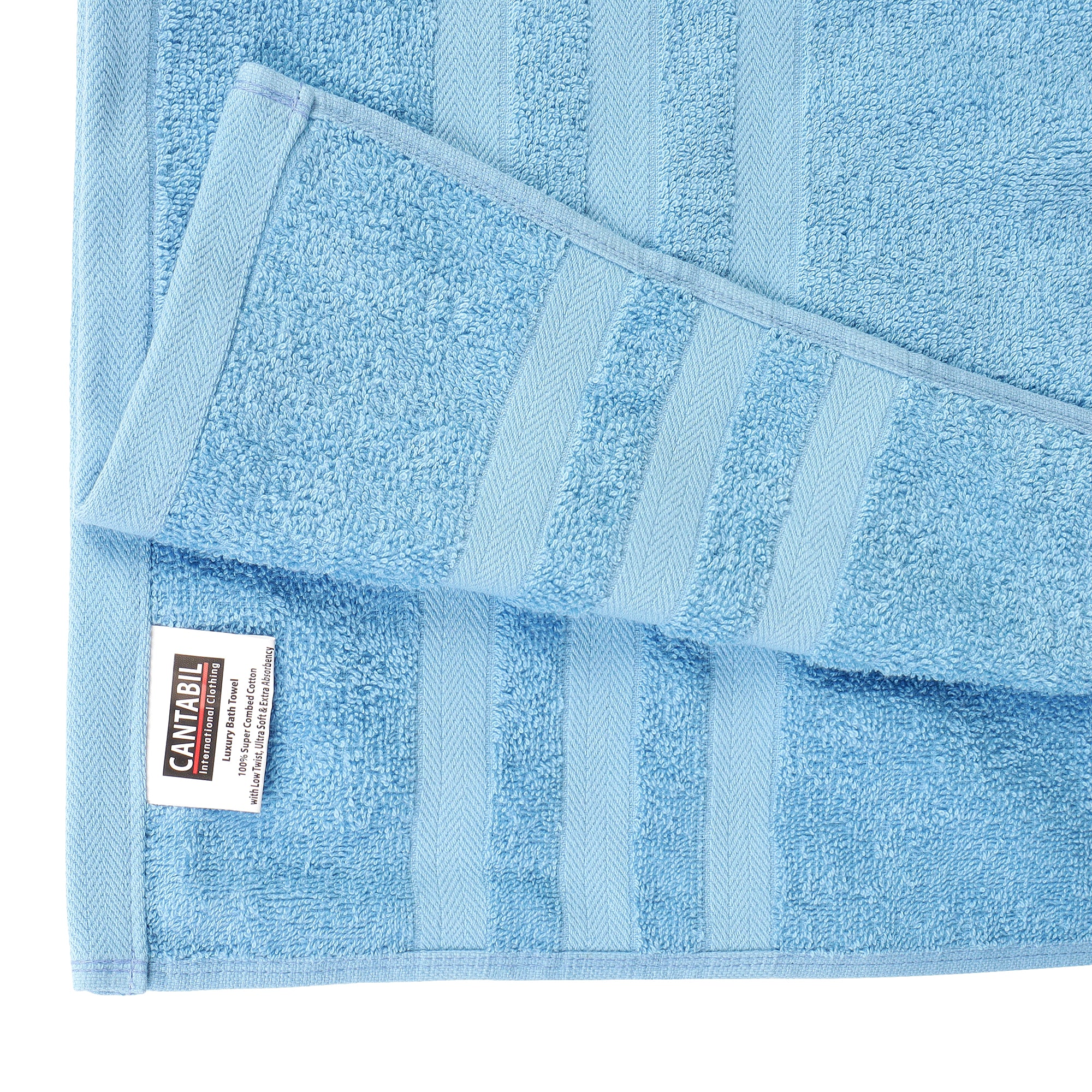 Unisex Sky Blue Basic Terry Bath Towel - Image 2