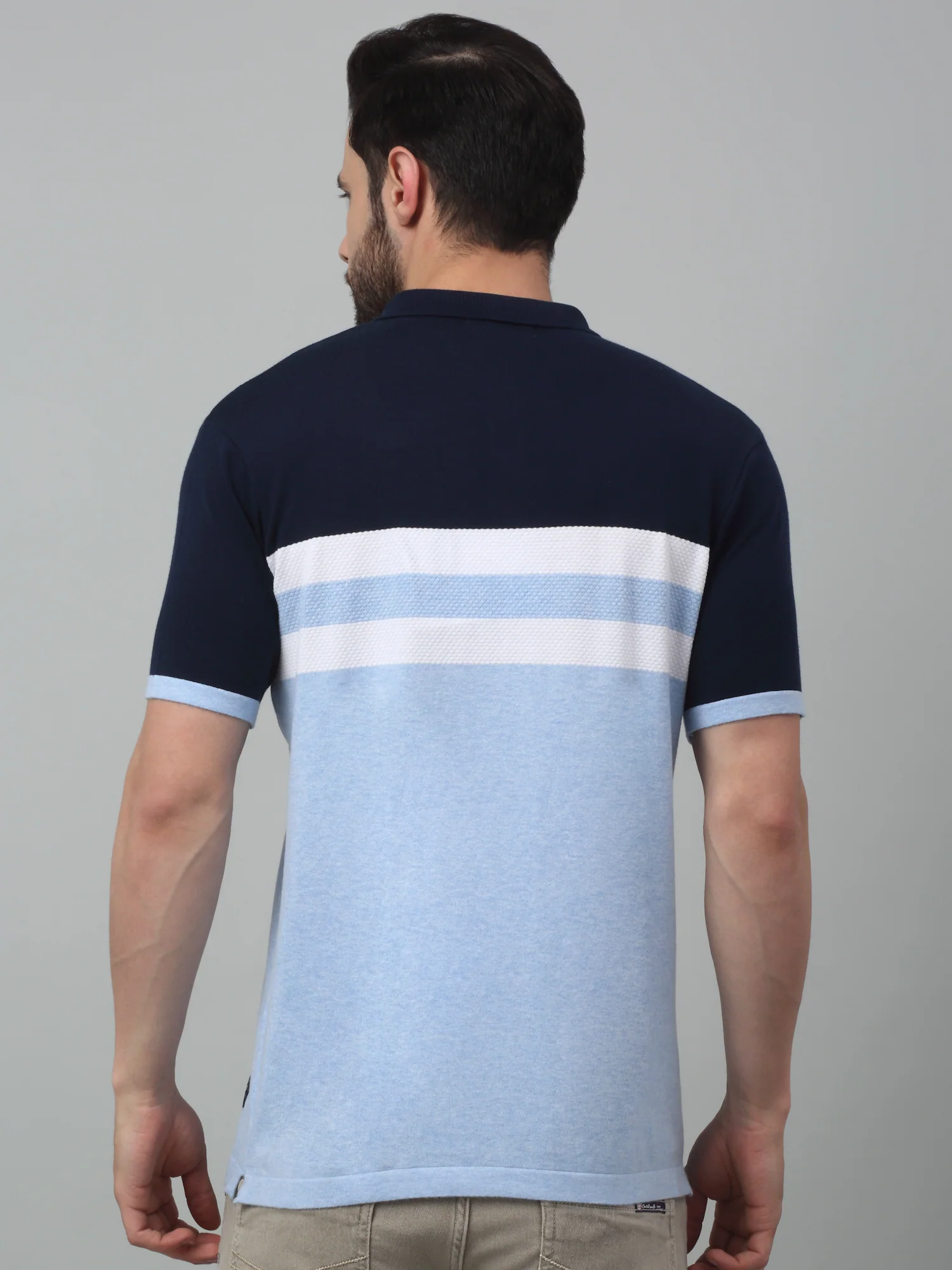 T-Shirt for Men | Breathable & Soft with Color Fastness Regular Fit Polo Neck Cotton Fabric Striped Pattern - Image 2
