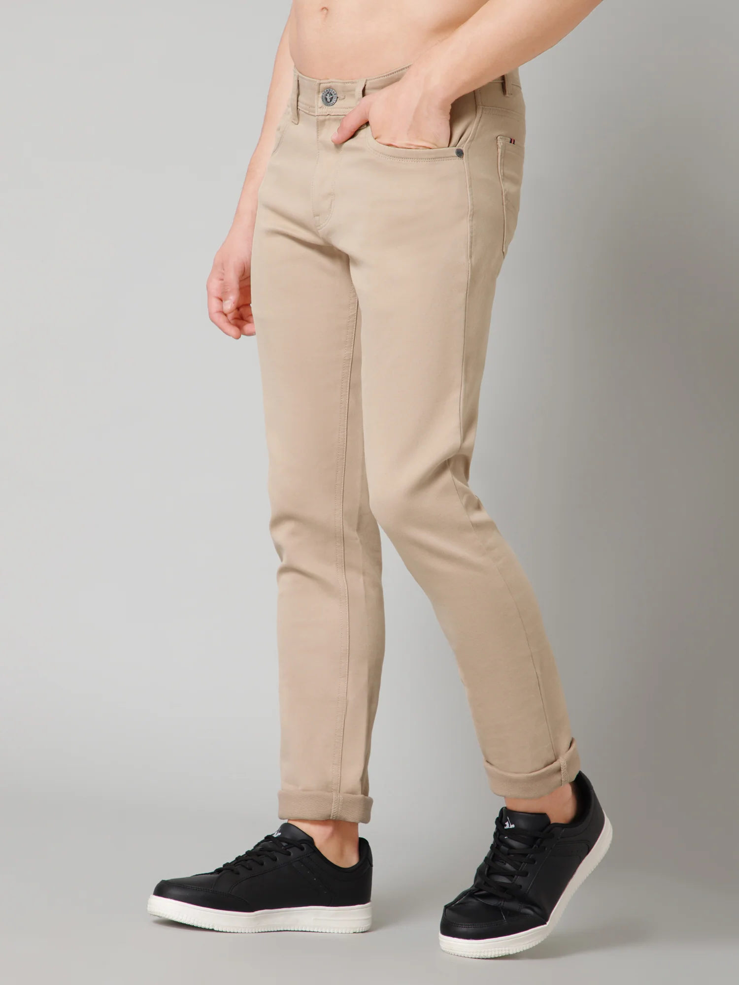 Men's Casual Flat front Fawn  Trousers - Image 2