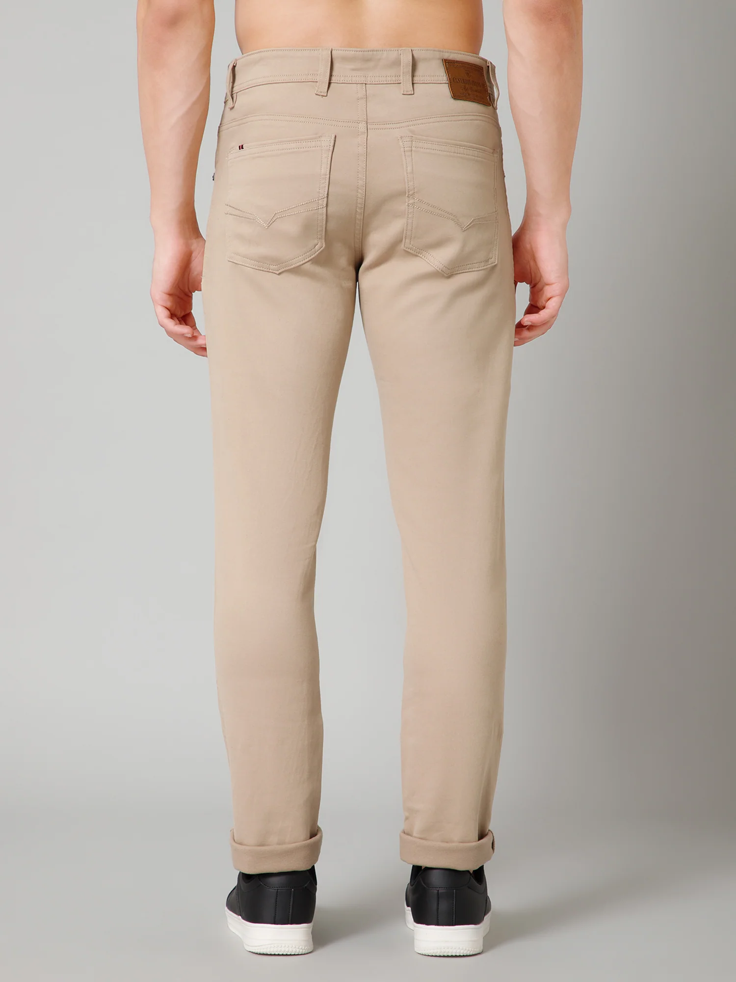 Men's Casual Flat front Fawn  Trousers - Image 4