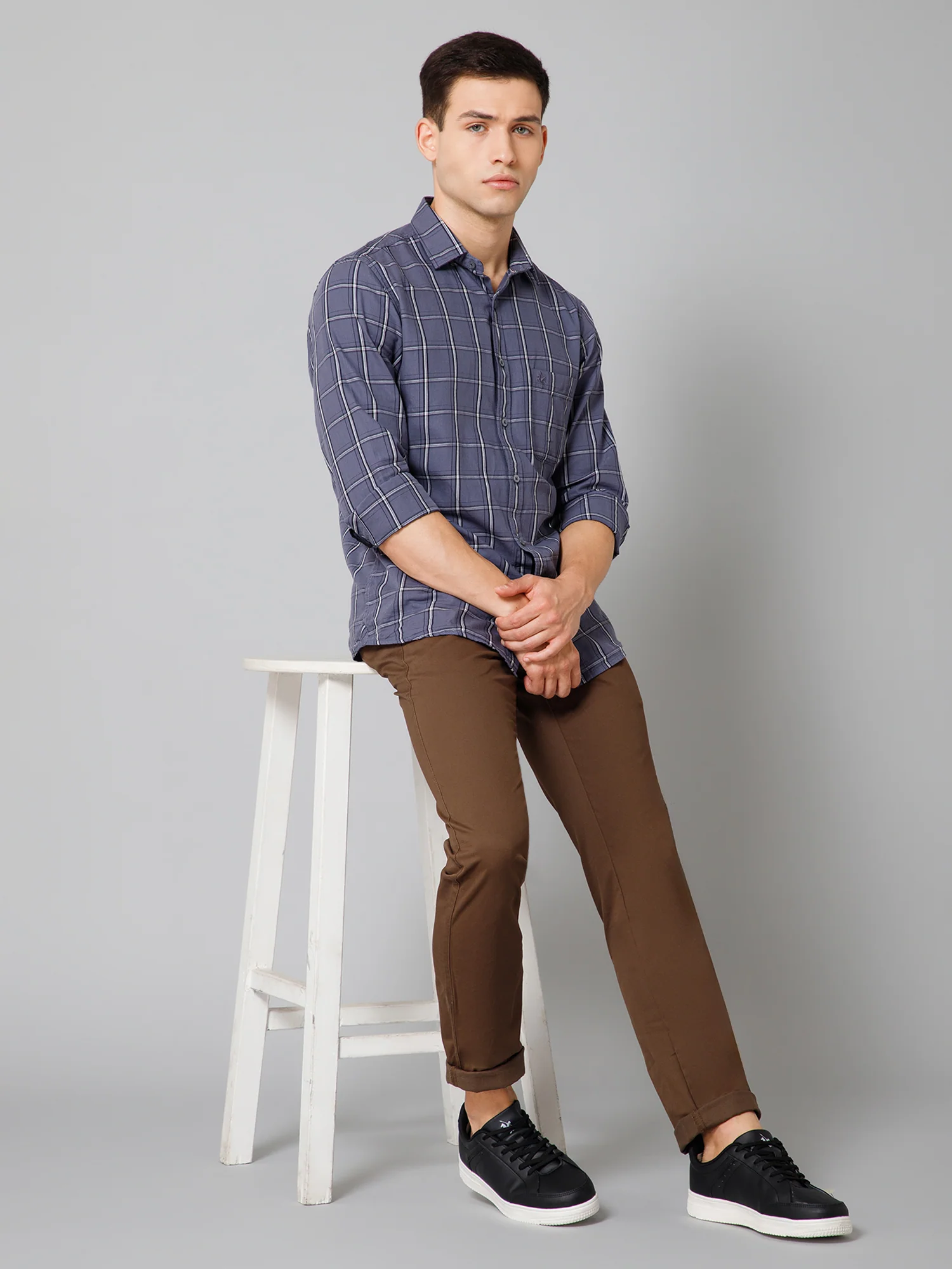 Men's Casual Flat front Brown  Trousers - Image 5